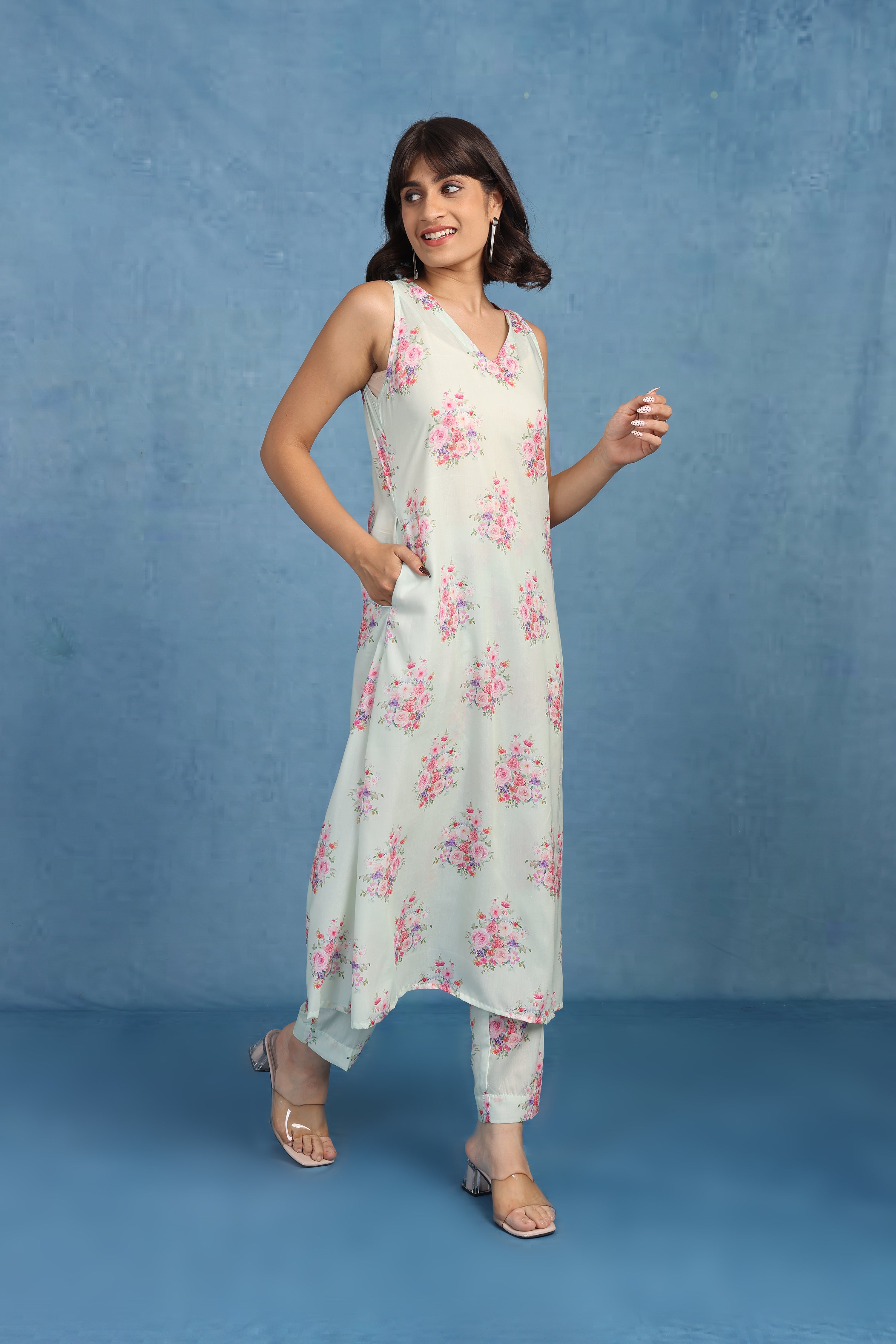 English Rose – Pistachio Bloom Co-ord Set - Only Top