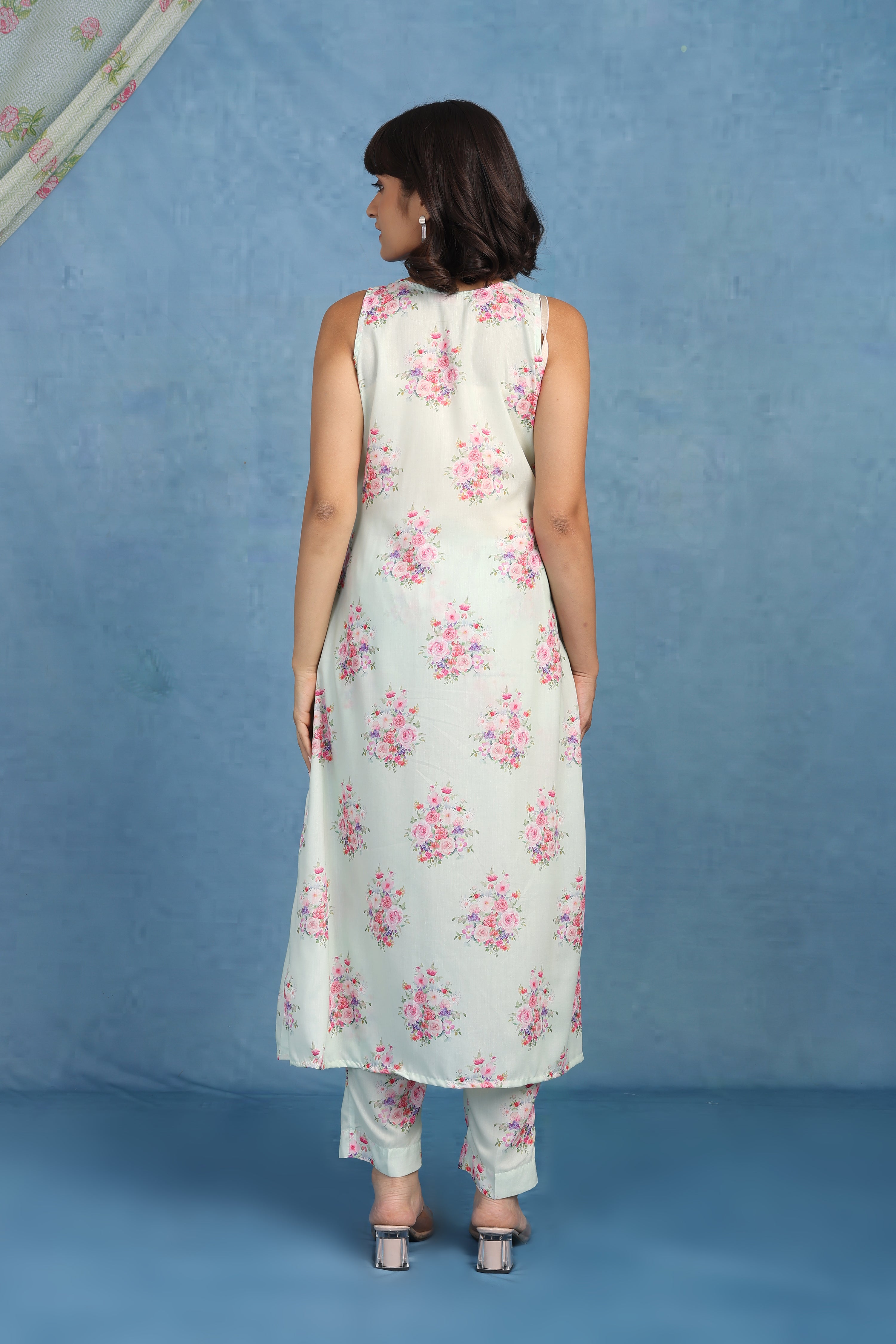 English Rose – Pistachio Bloom Co-ord Set - Top And Bottom