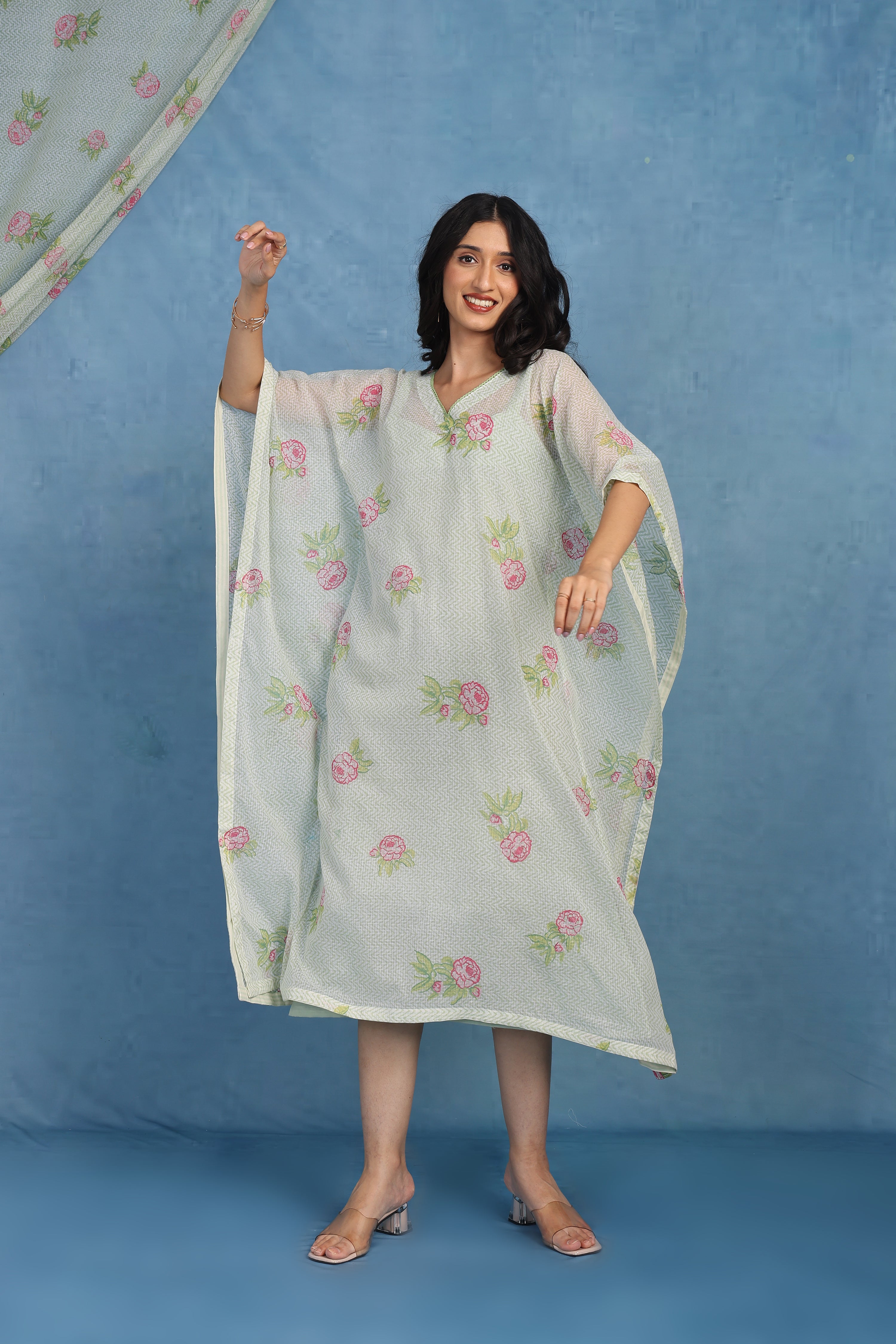 English Garden-moss Green Kaftan - Kaftan And Inner