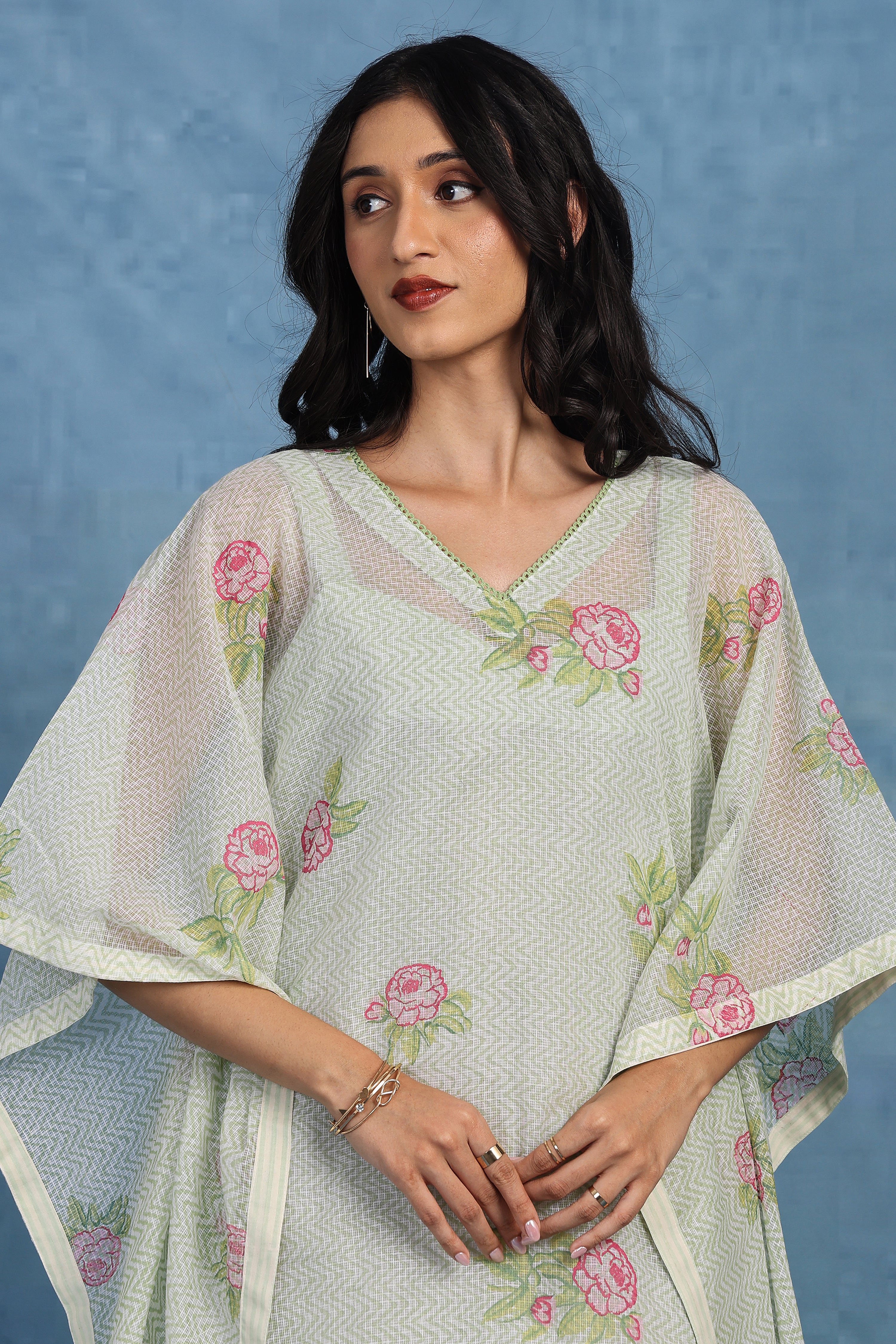 English Garden-moss Green Kaftan - Kaftan And Inner