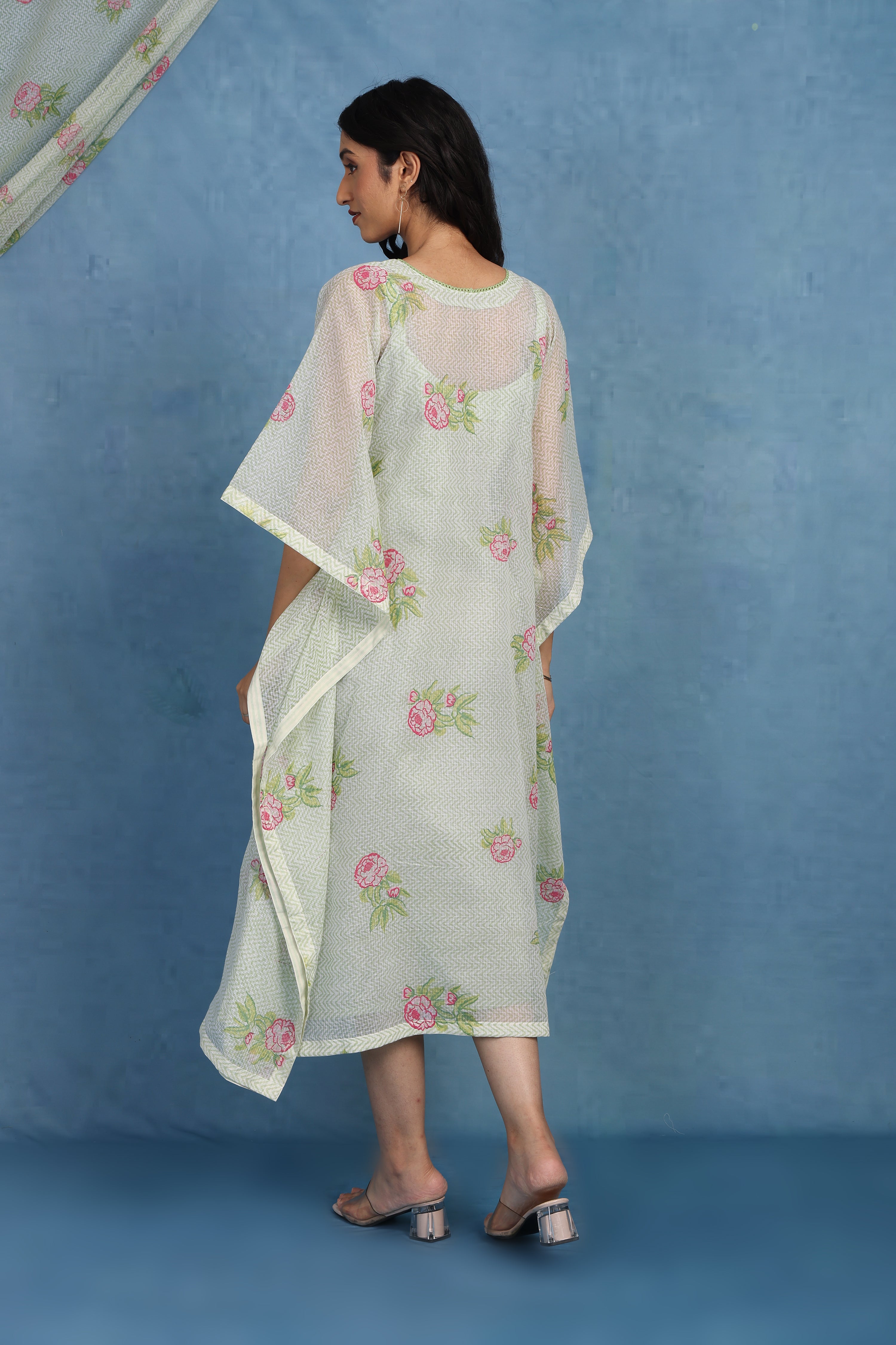 English Garden-moss Green Kaftan - Kaftan And Inner