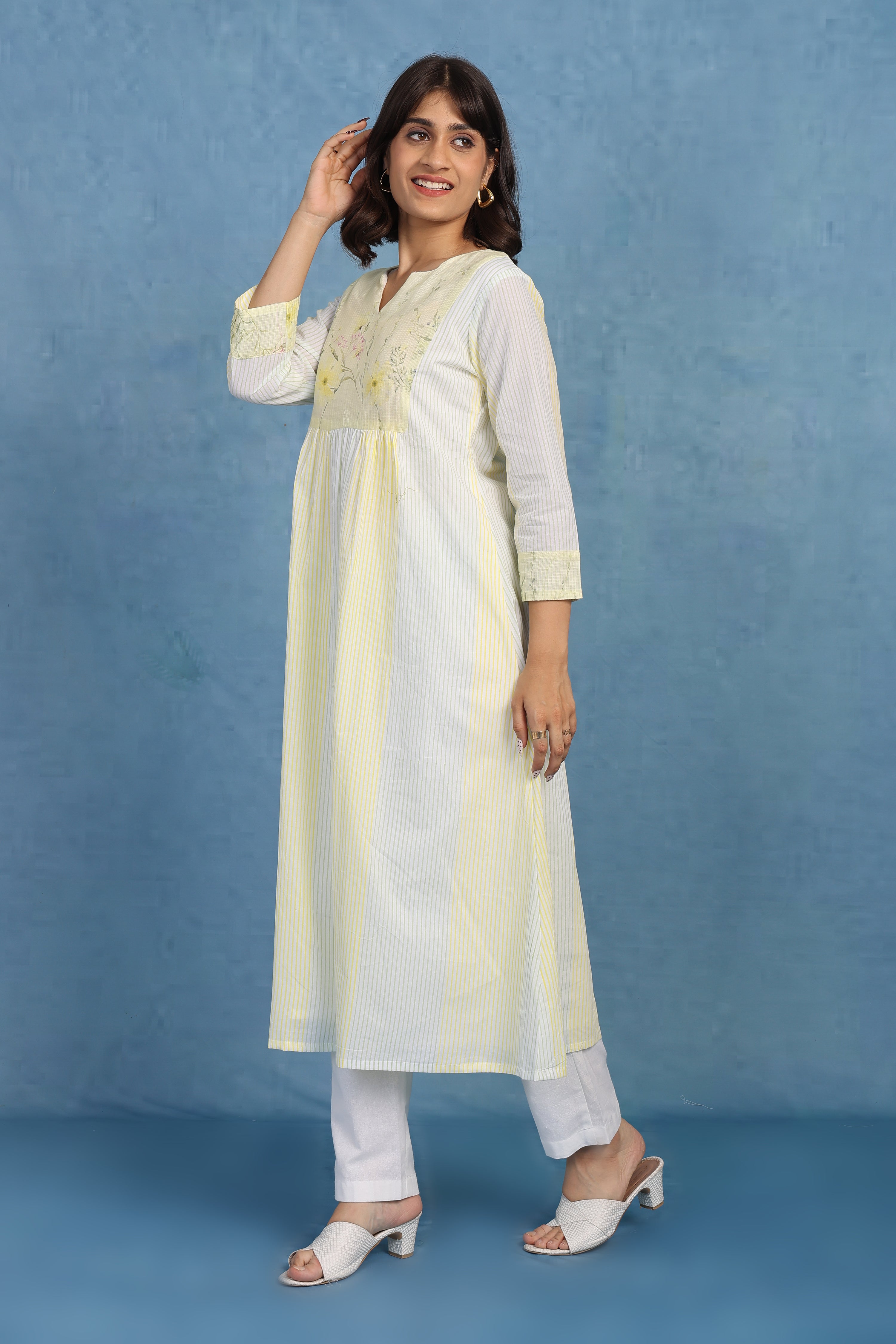 Kota Breeze Kurta- Lemon - Top And Bottom