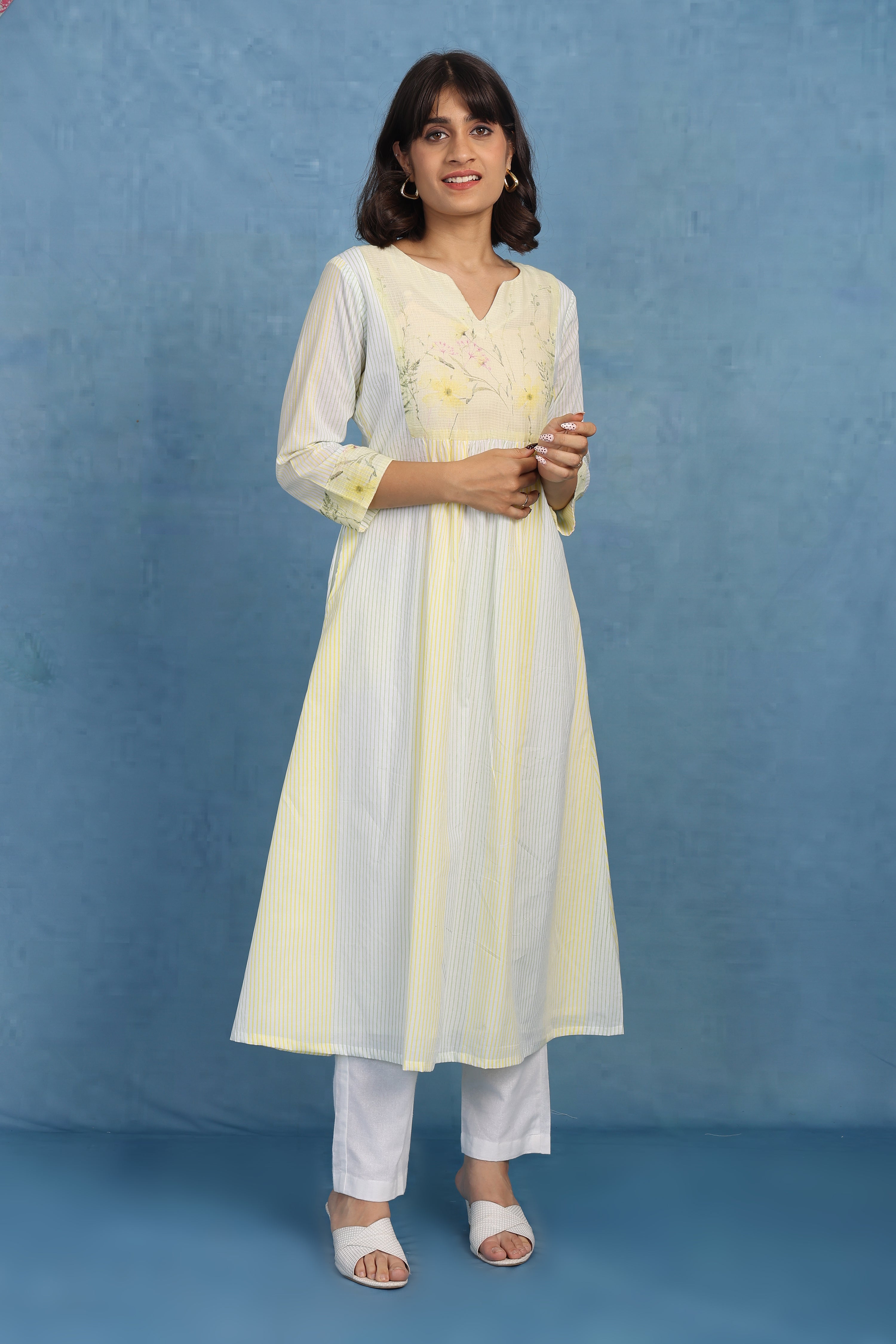 Kota Breeze Kurta- Lemon - Top And Bottom