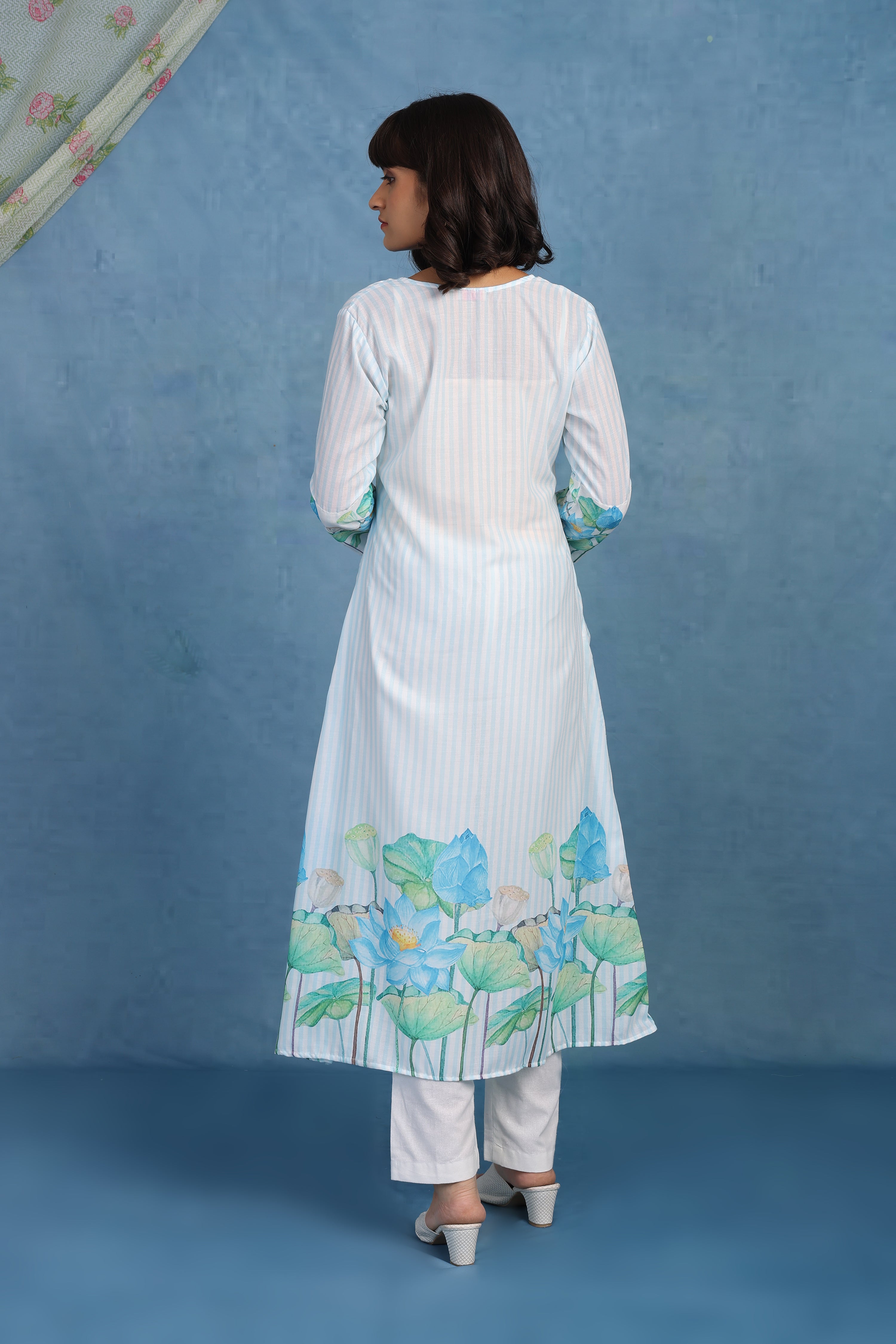 Petals Of Lotus – Powder Blue Kurta - Only Top