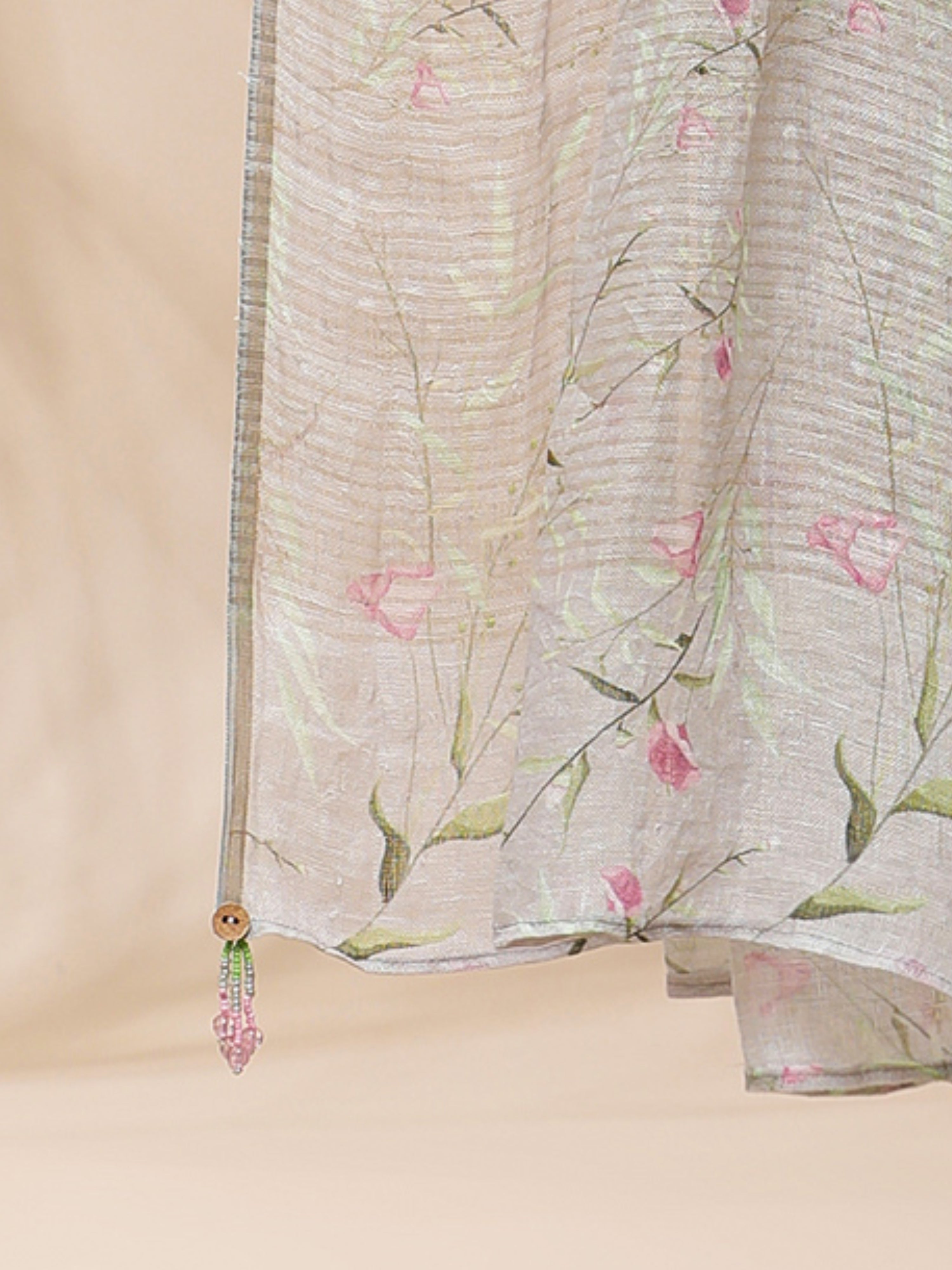 Noor - Eternal Spring Grey Linen Saree