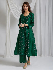 Scattered Lawn Handwoven Chanderi Silk Kurta With Printed Flowers