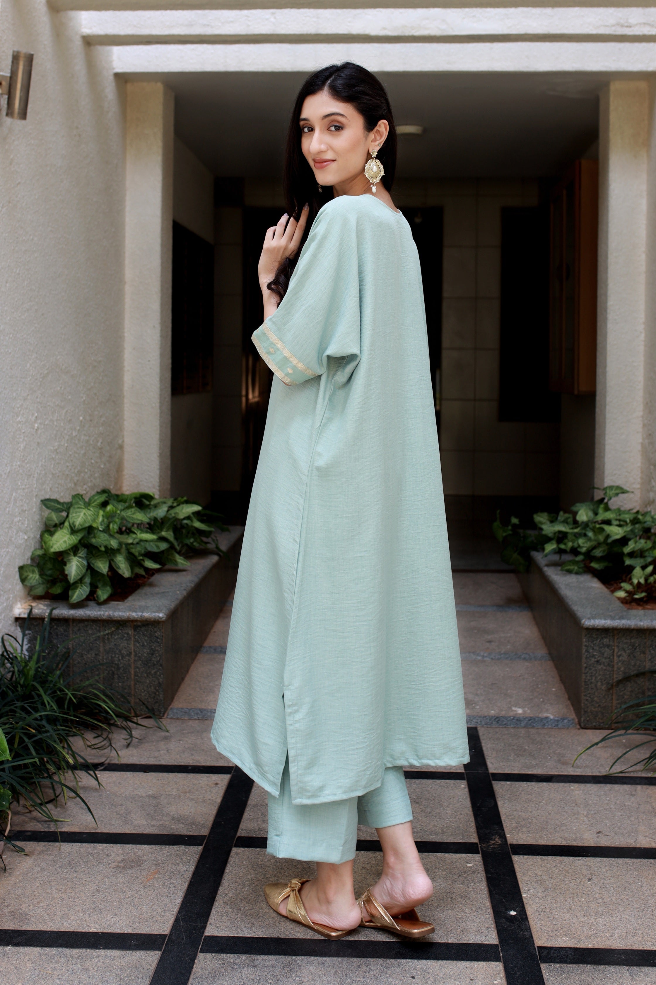 Fluid Grace Apple Green Yoke  Co-ord Set