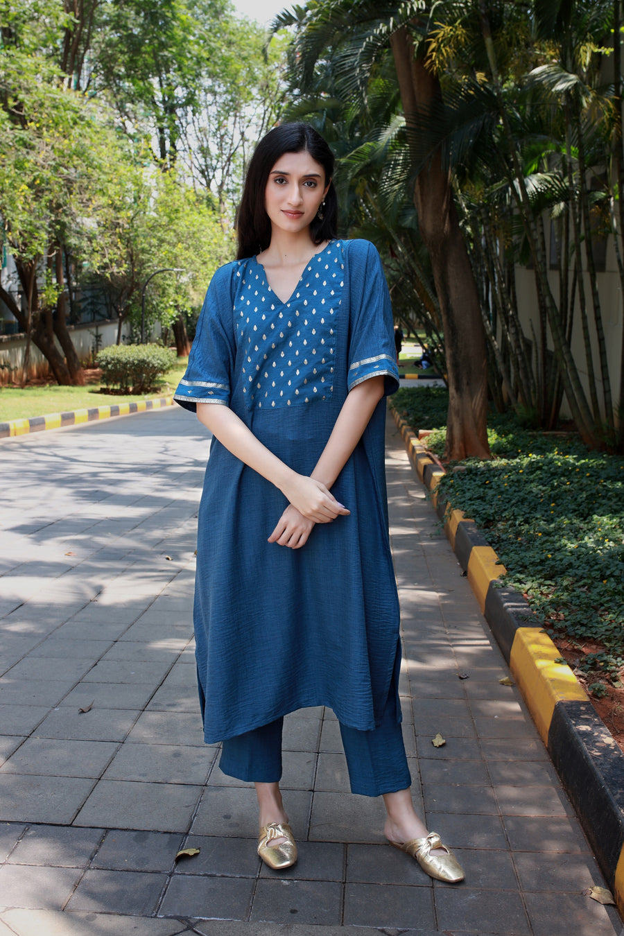 Imperial Blue Twill Cotton/linen Co-ord Set