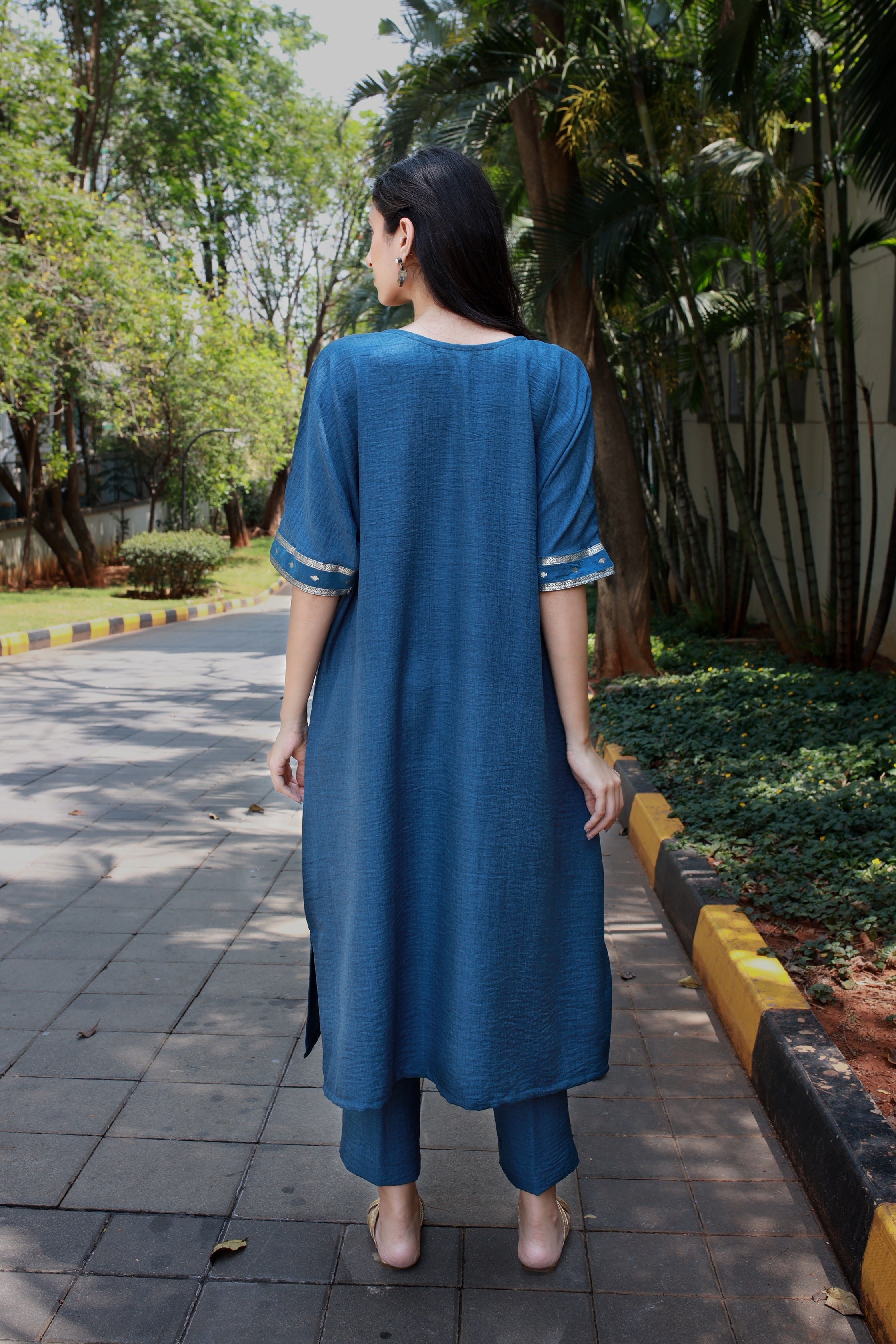 Fluid Grace Imperial Blue Yoke  Co-ord Set