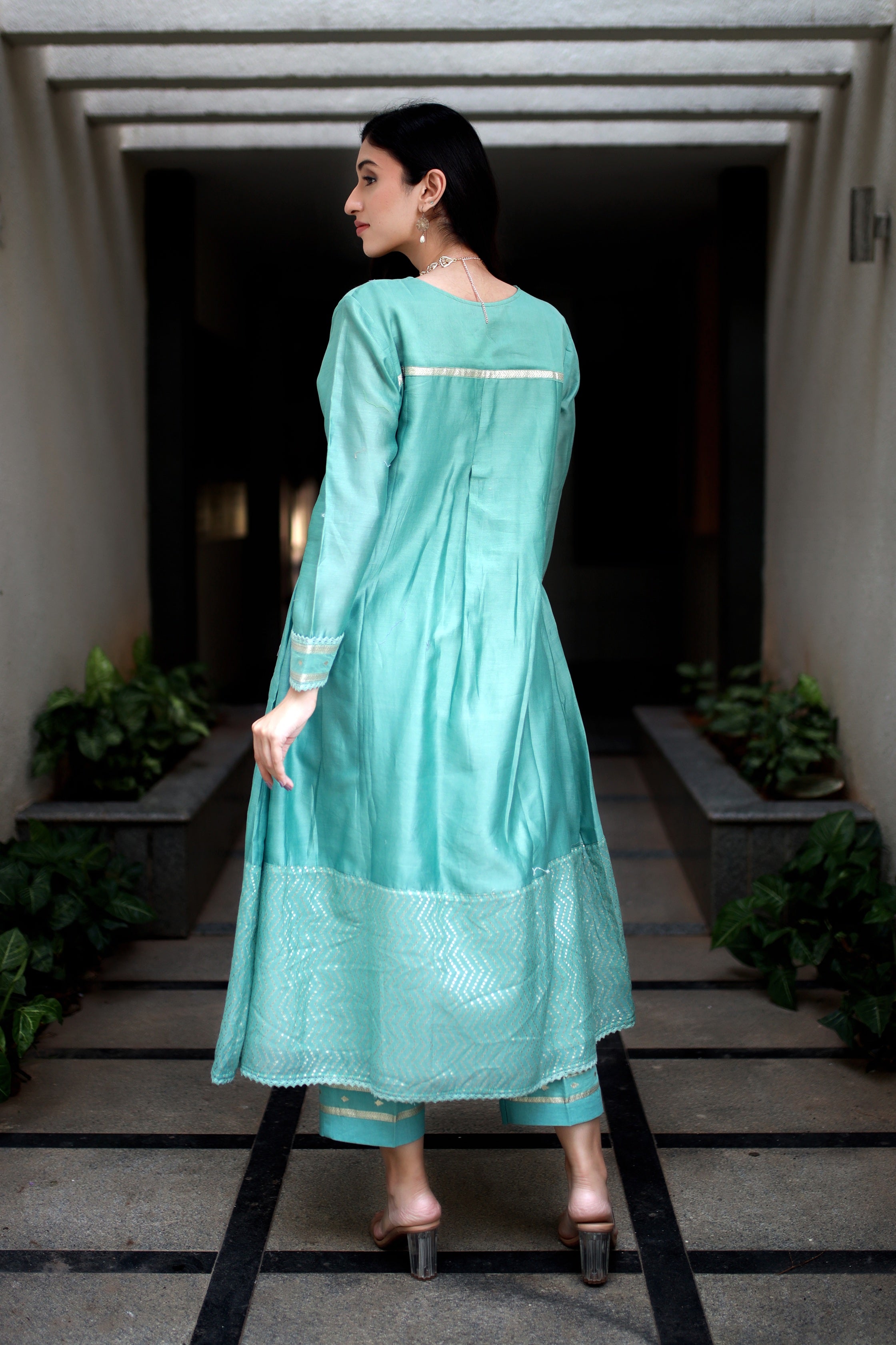 Heritage Glow Emeral Blue Silk Kurta
