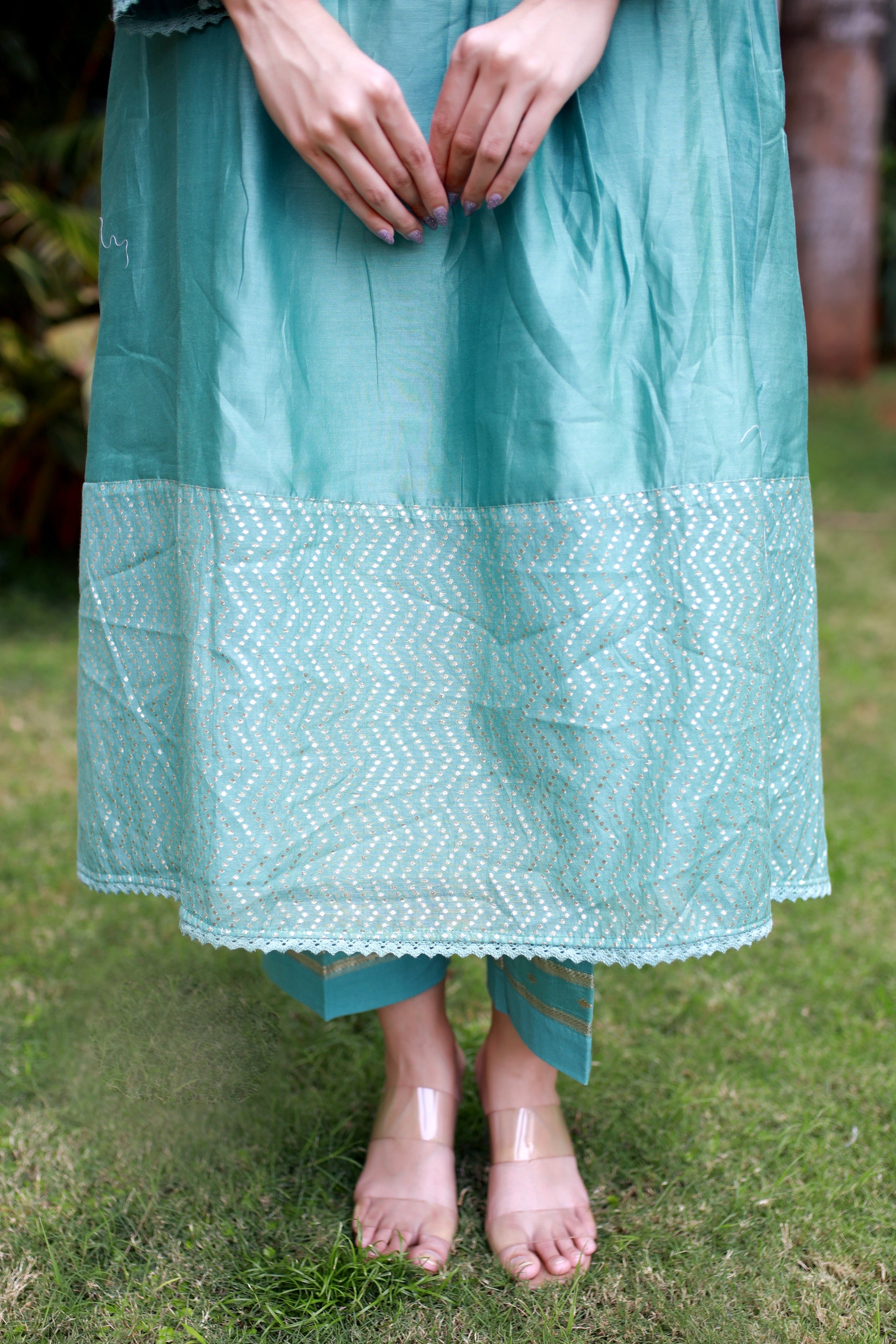 Heritage Glow Emeral Blue Silk Kurta