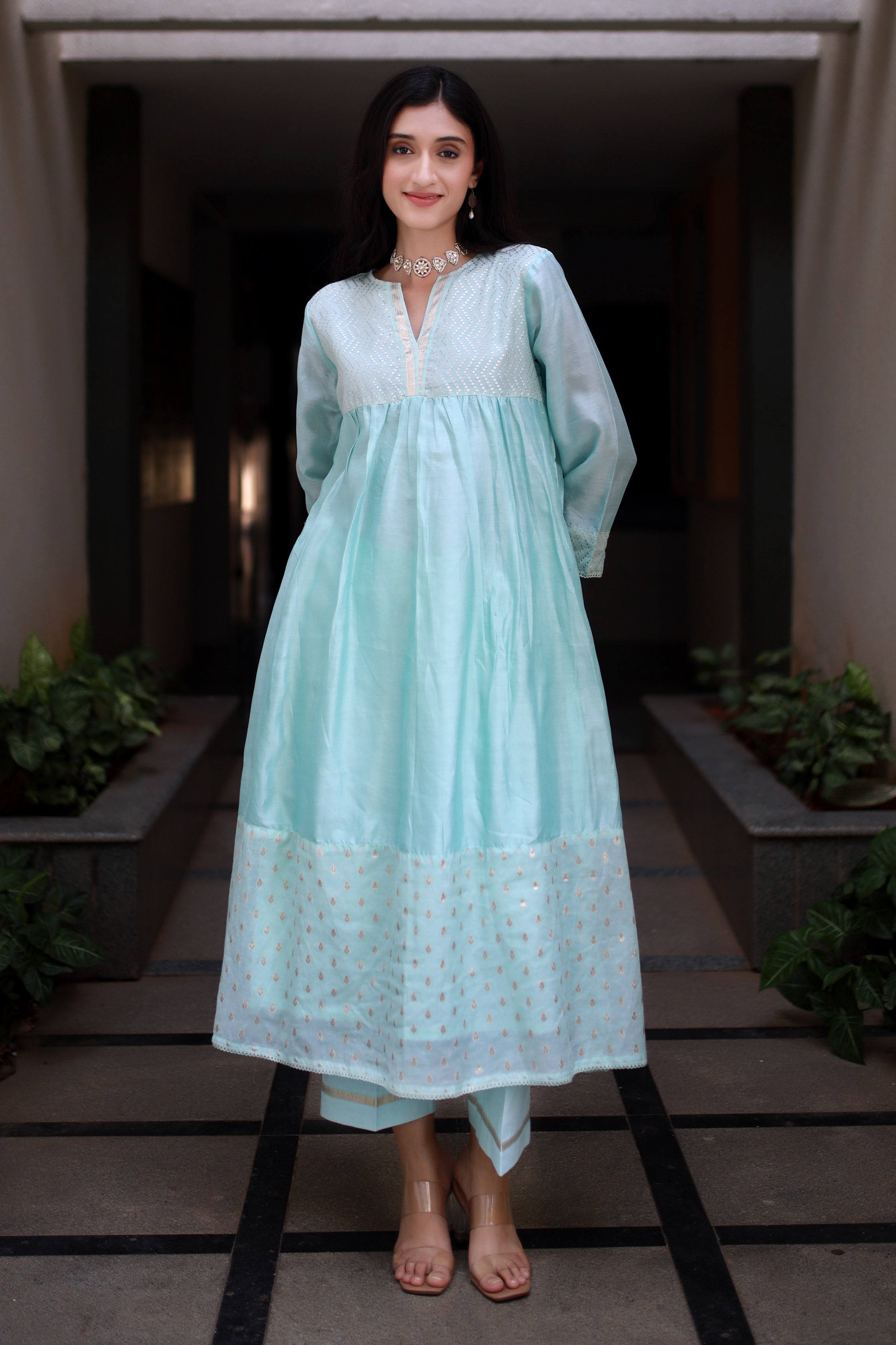 Heritage Glow Mint Pistache Silk Kurta