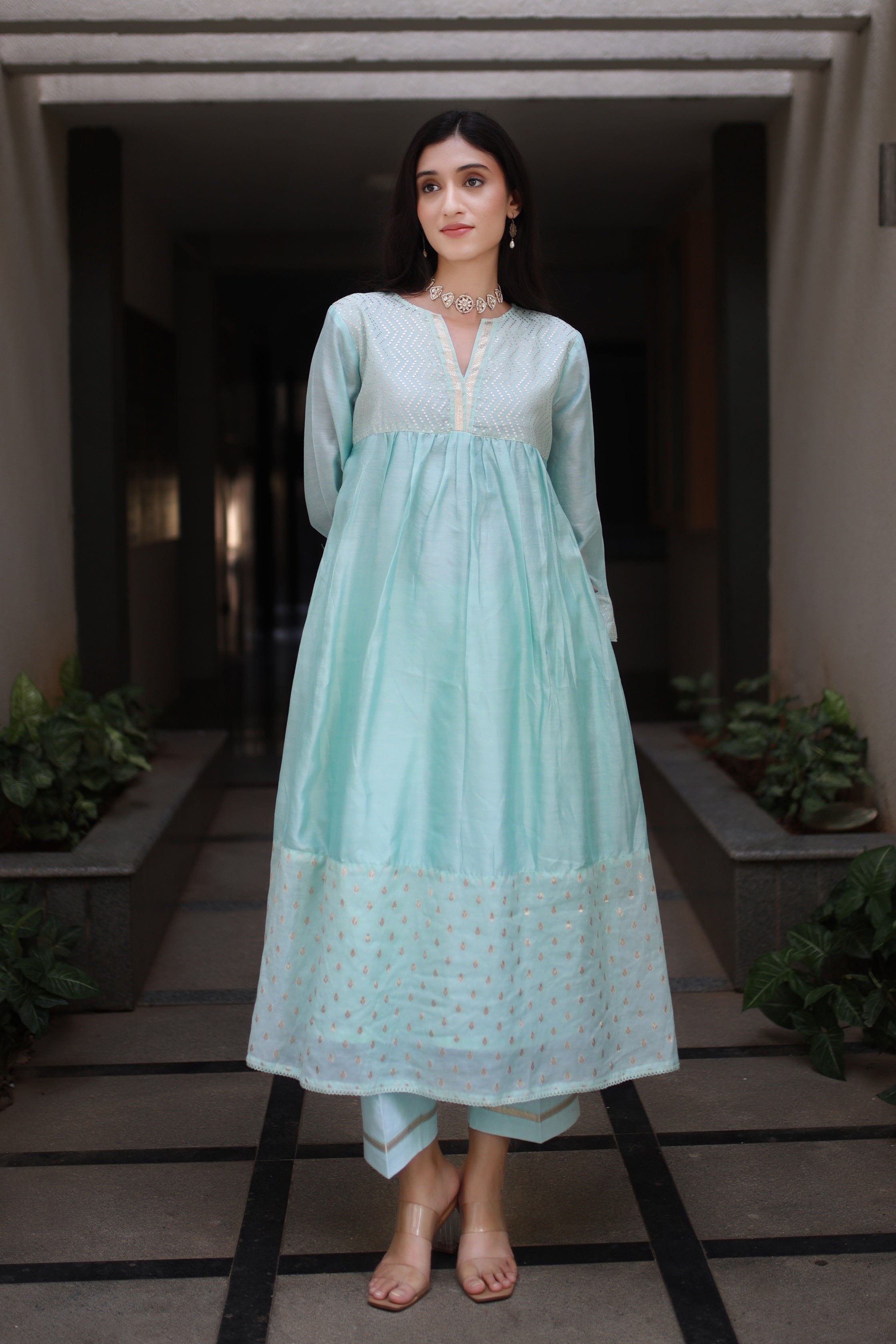 Heritage Glow Mint Pistache Silk Kurta