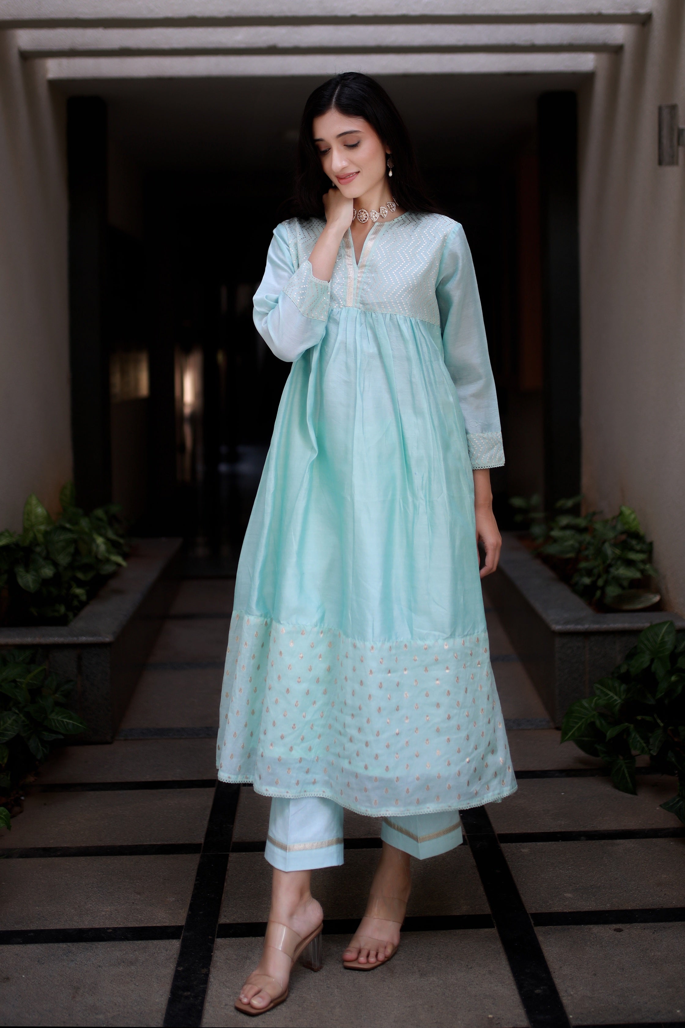 Heritage Glow Mint Pistache Silk Kurta
