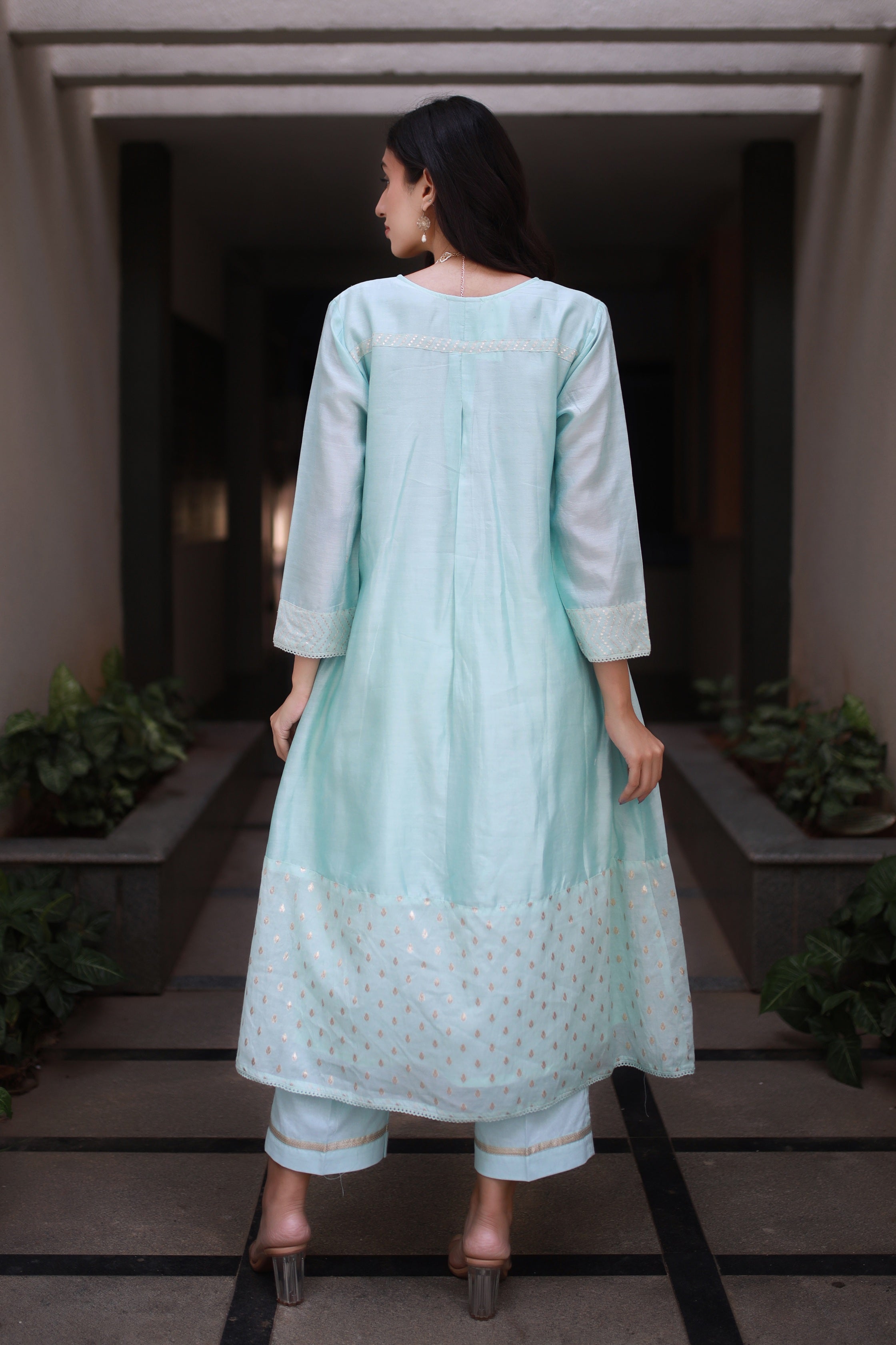 Heritage Glow Mint Pistache Silk Kurta