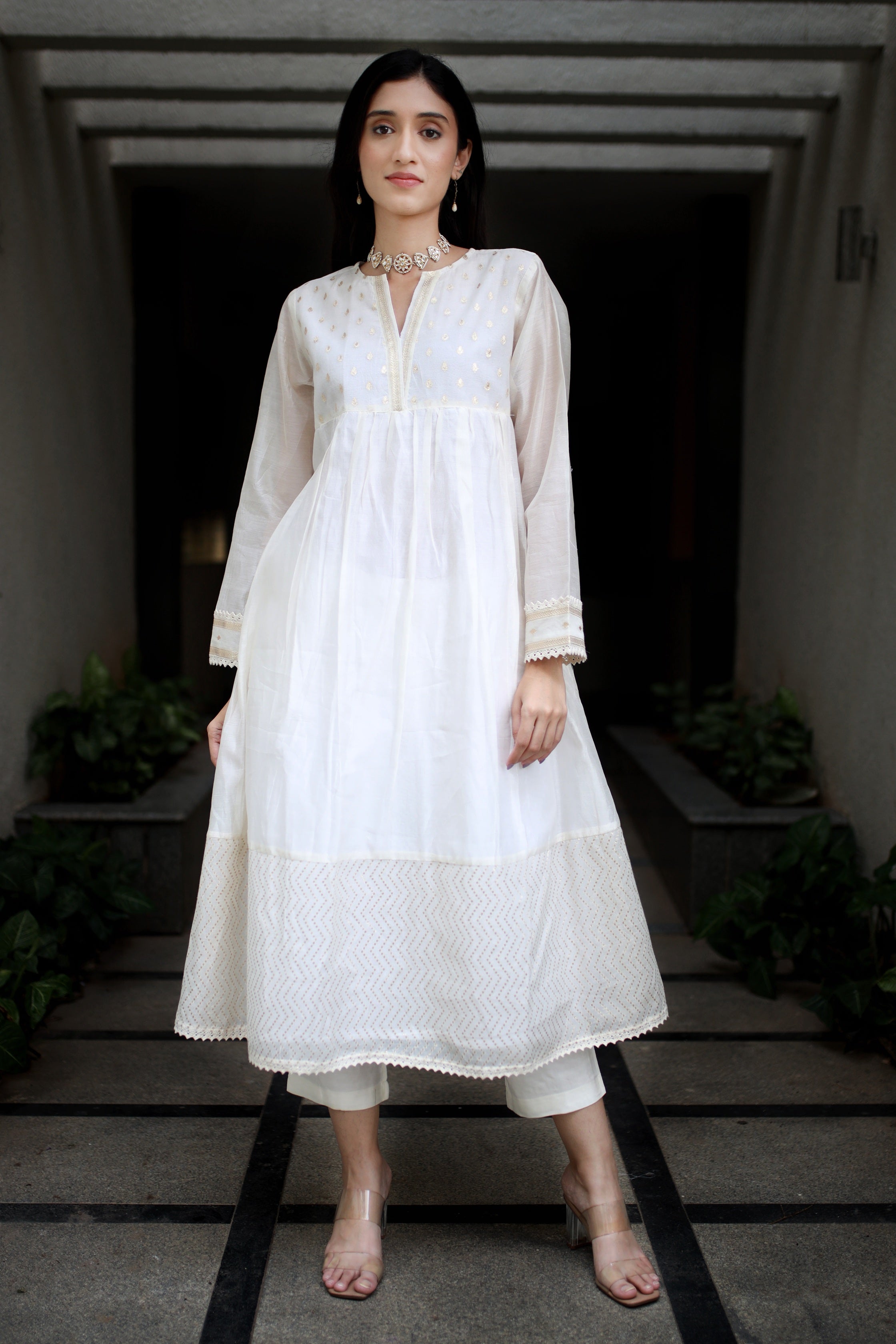 Heritage Glow Pearl White Silk Kurta