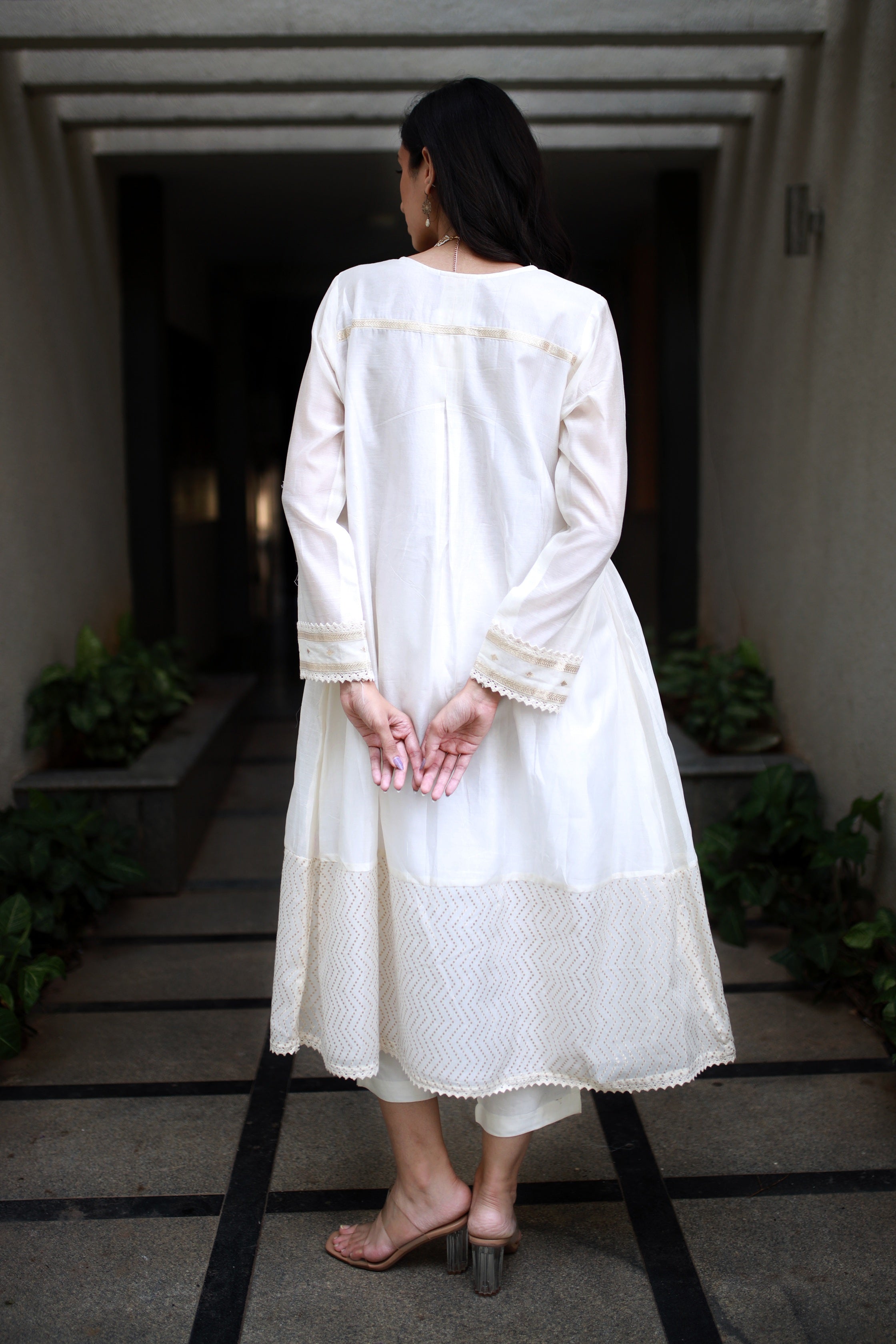 Heritage Glow Pearl White Silk Kurta