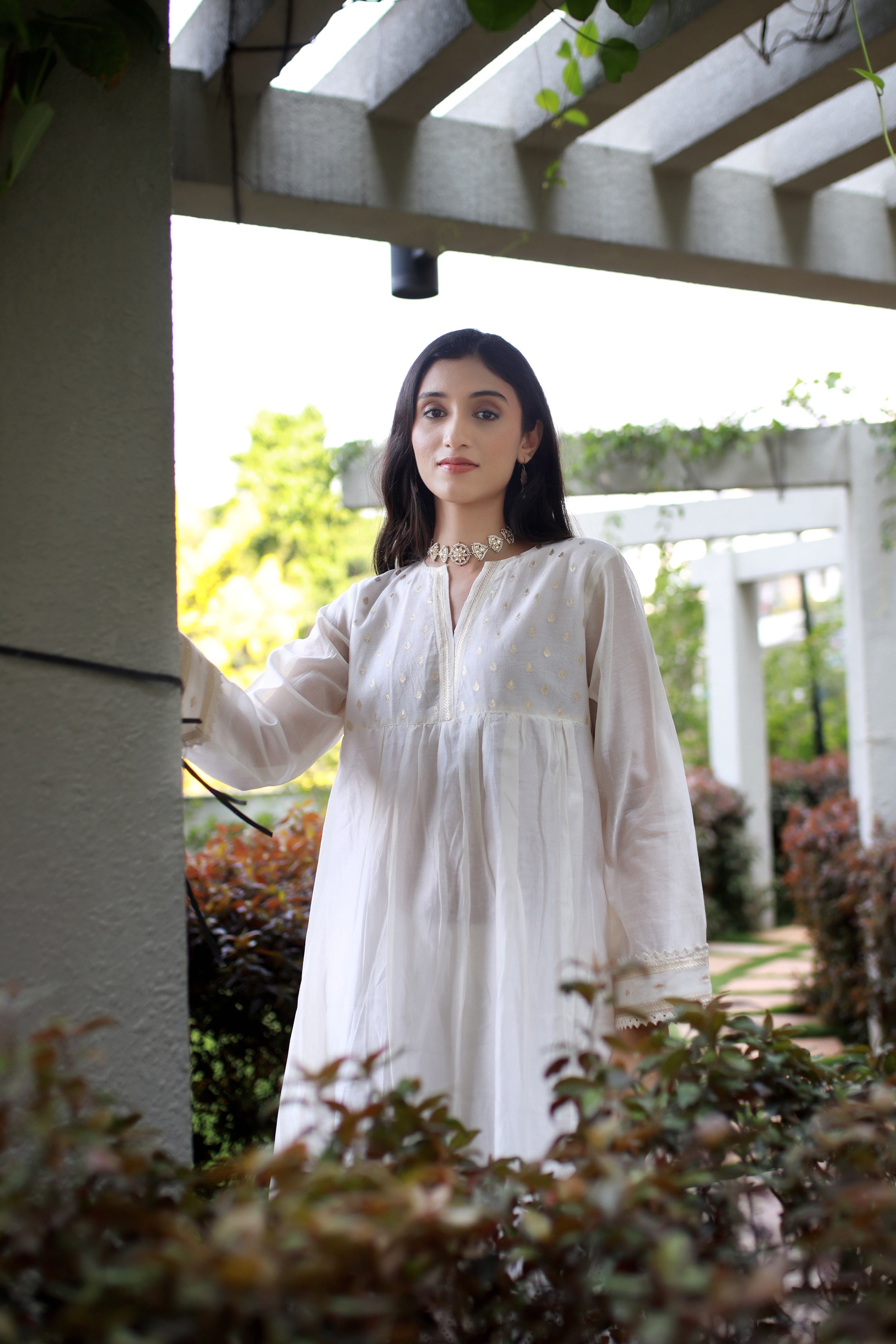 Heritage Glow Pearl White Silk Kurta