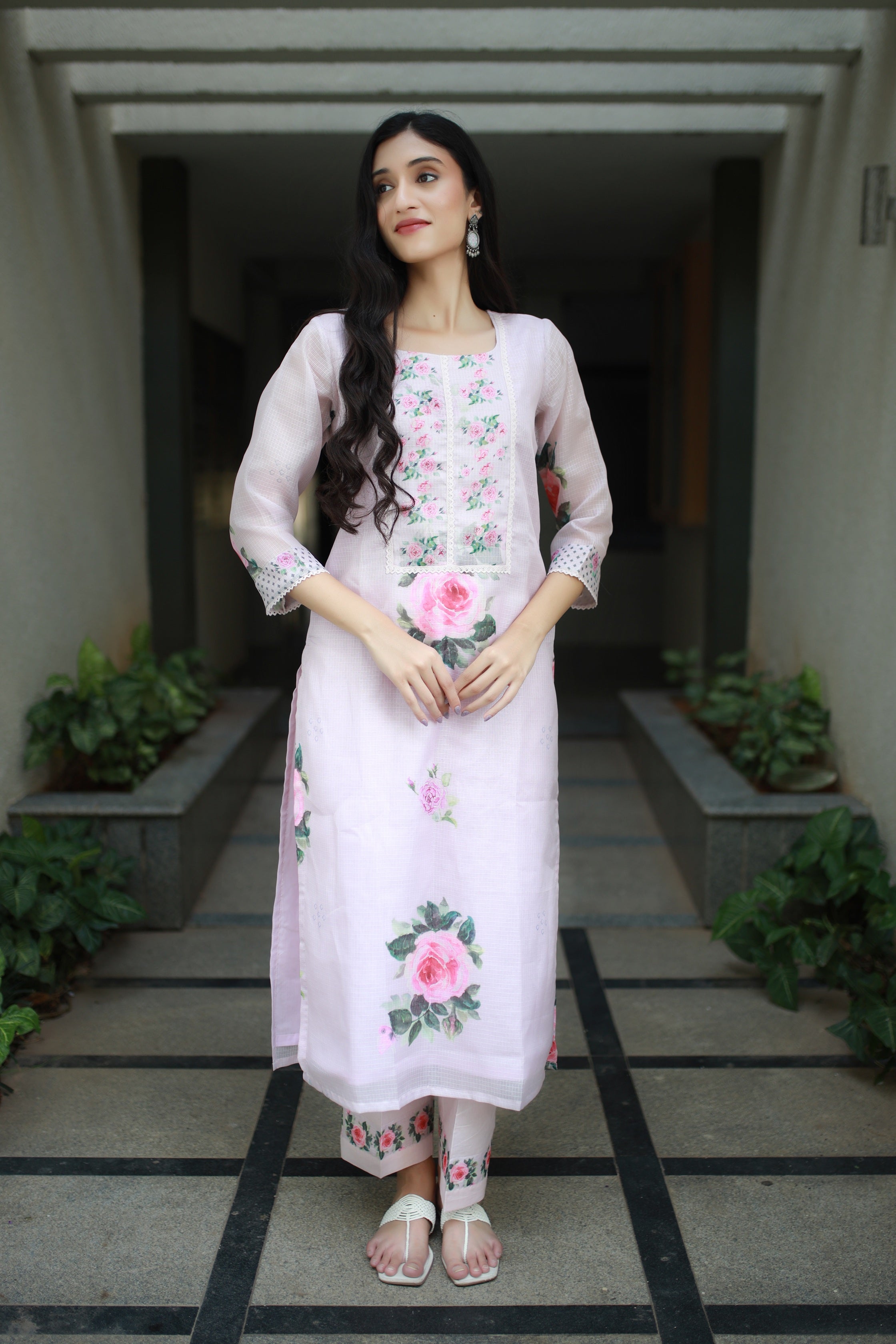 Malhaar Pale Pink Kota Kurta