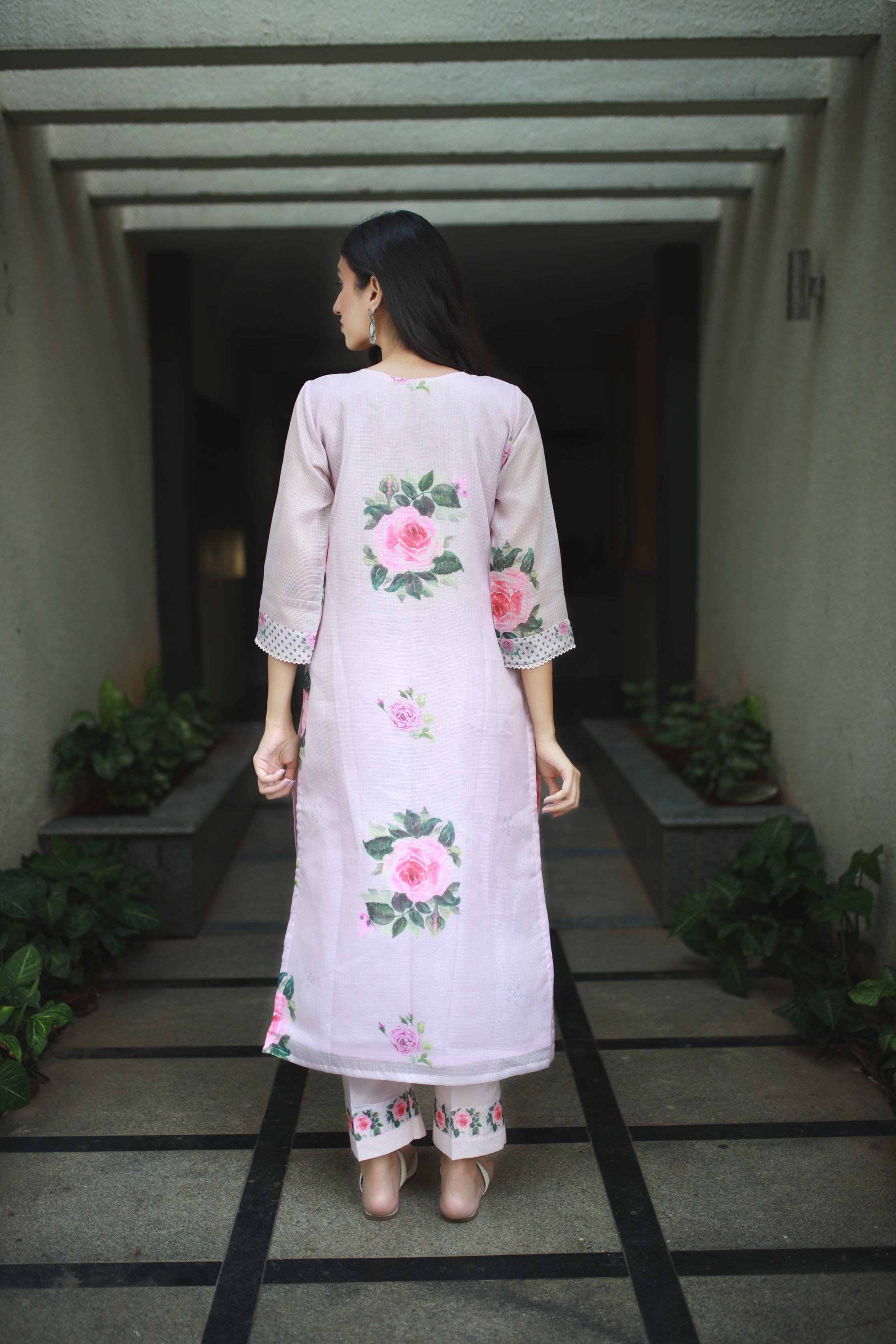 Malhaar Pale Pink Kota Kurta