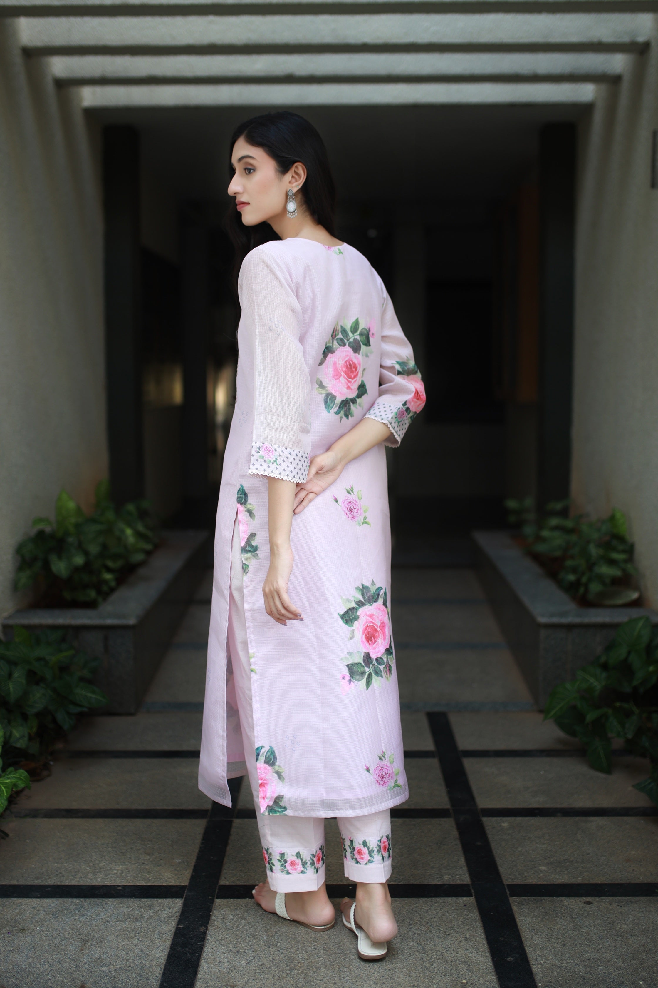 Malhaar Pale Pink Kota Kurta