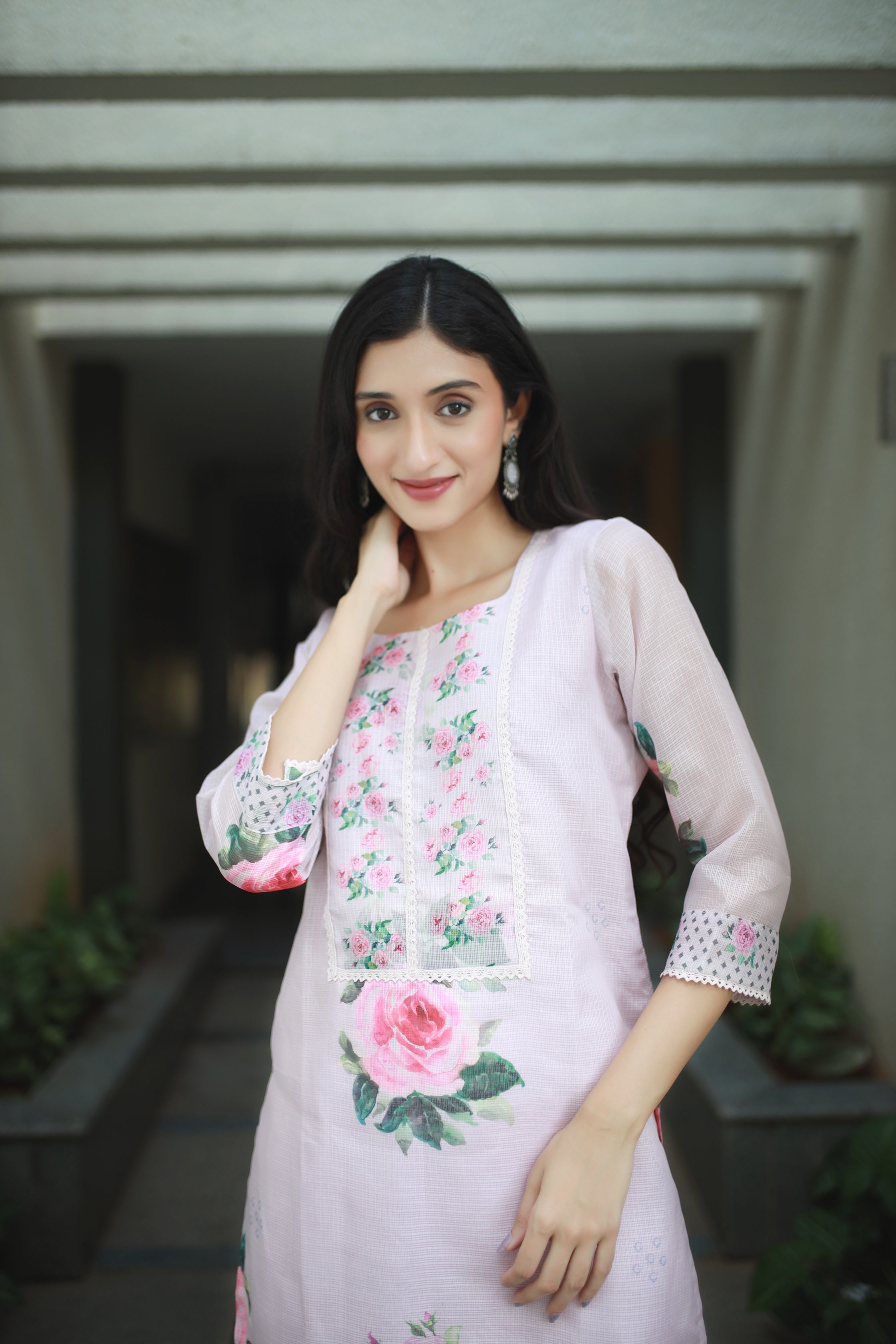 Malhaar Pale Pink Kota Kurta