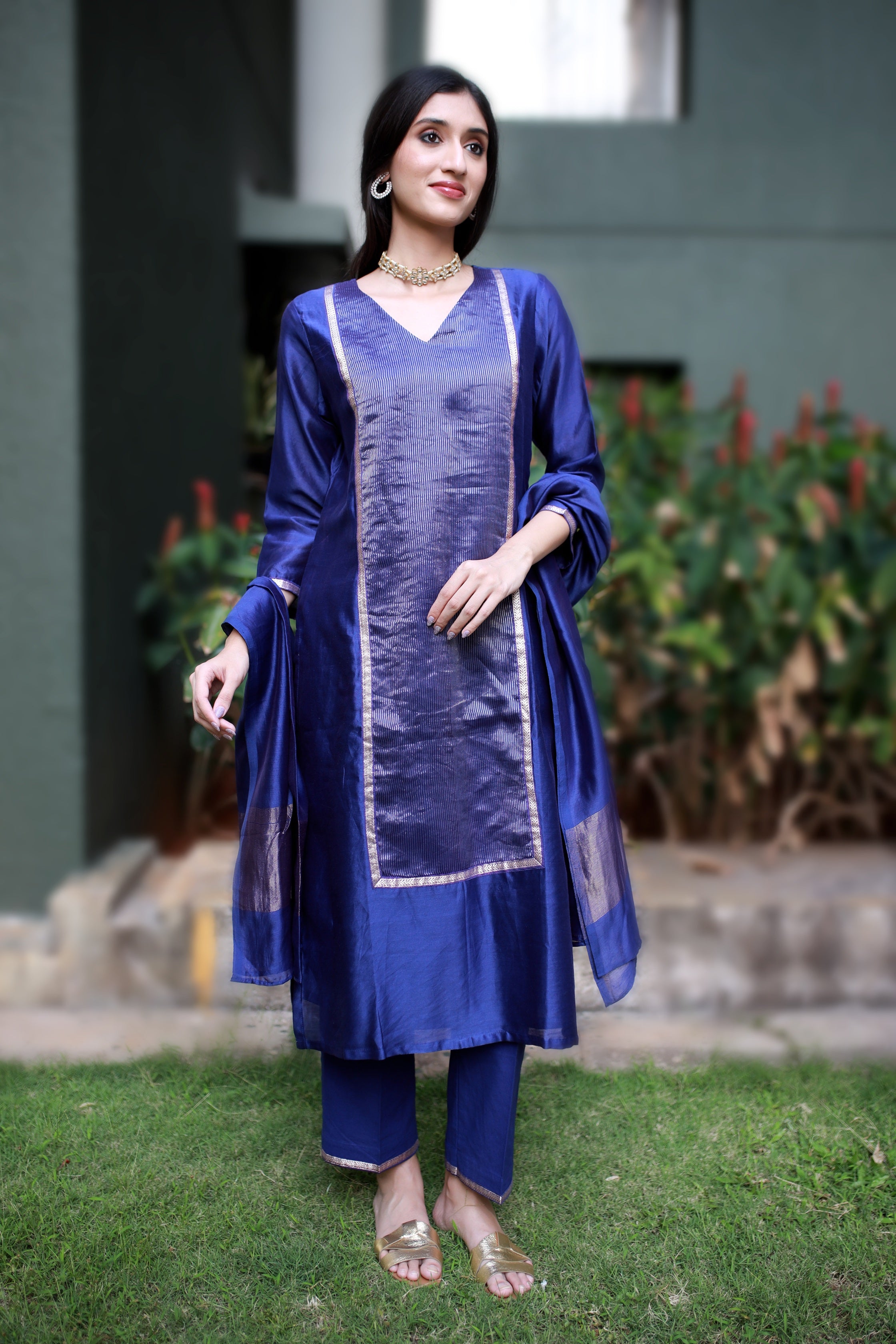 Heritage Glow Blue Silk Kurta
