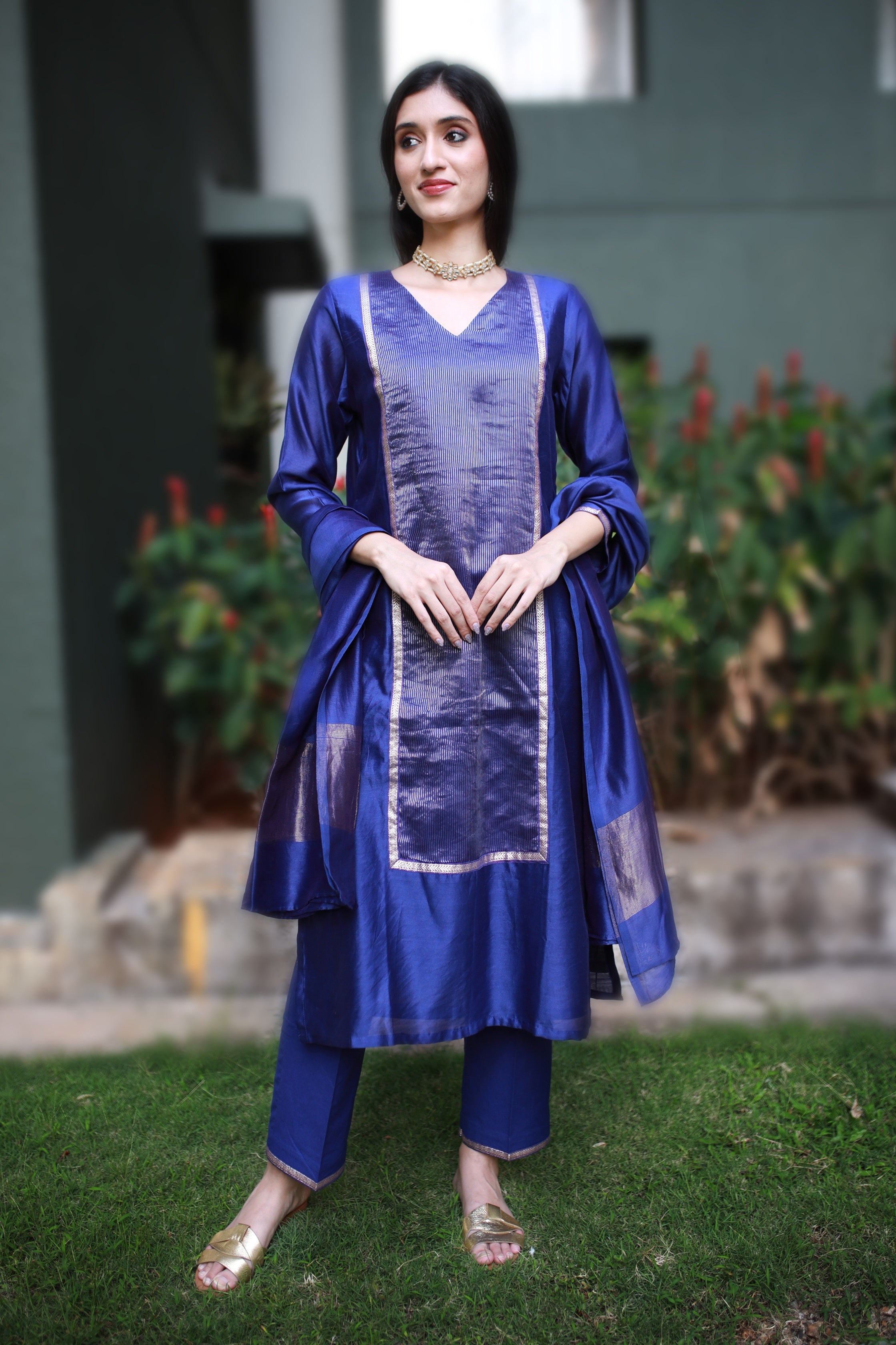 Heritage Glow Blue Silk Kurta