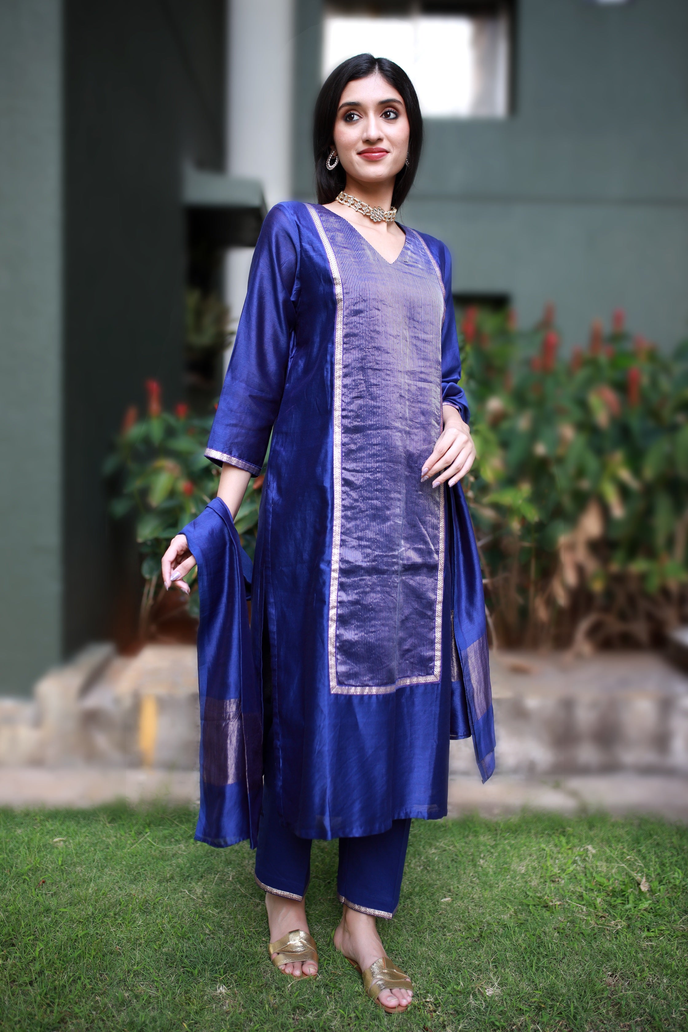 Heritage Glow Blue Silk Kurta