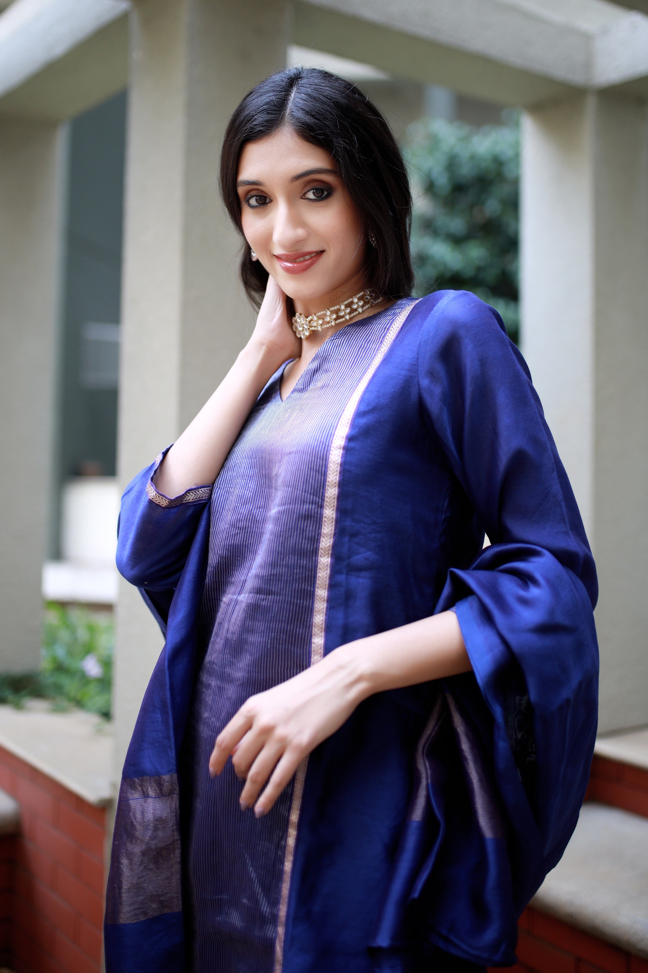 Heritage Glow Blue Silk Kurta