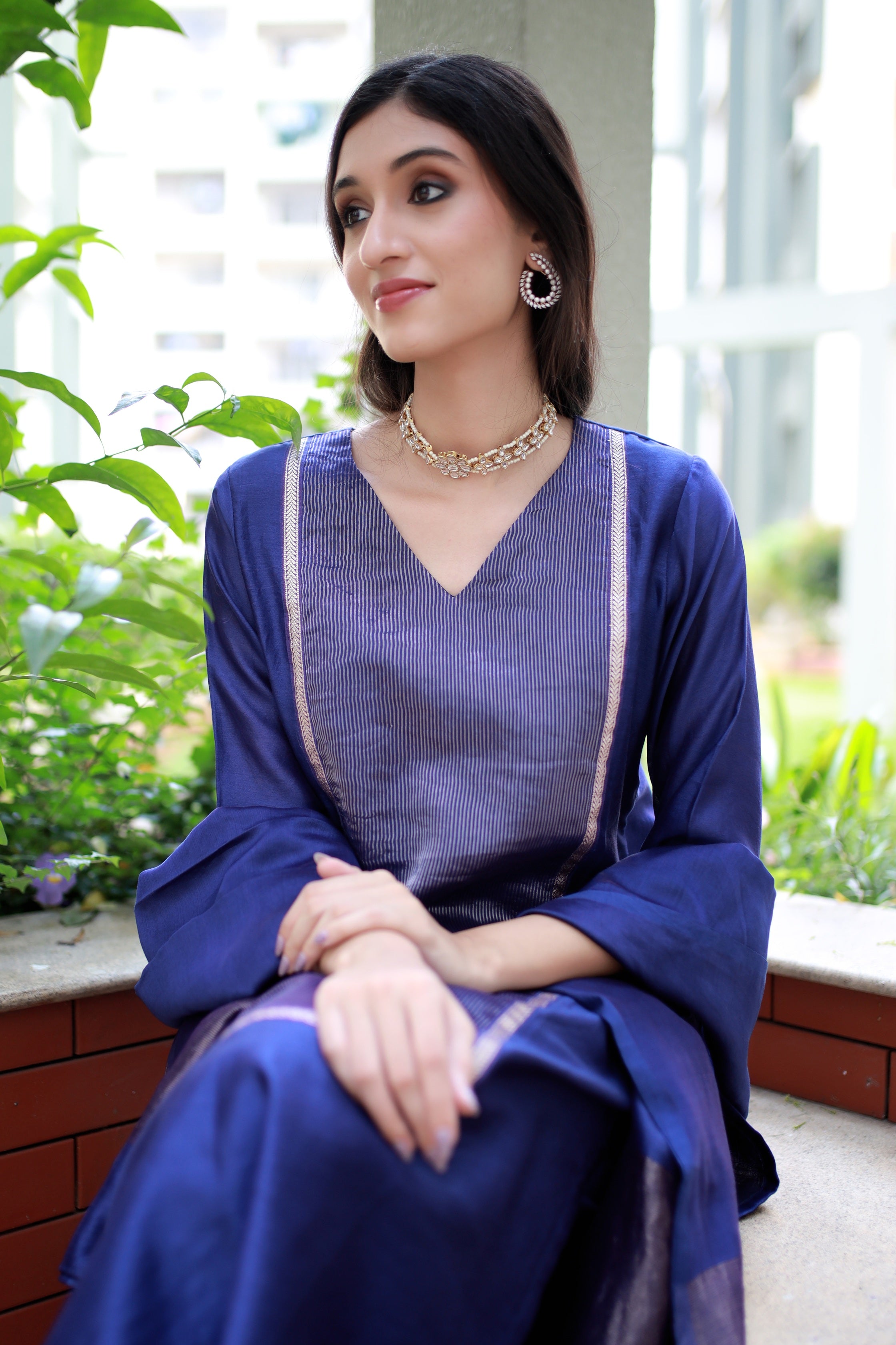 Heritage Glow Blue Silk Kurta
