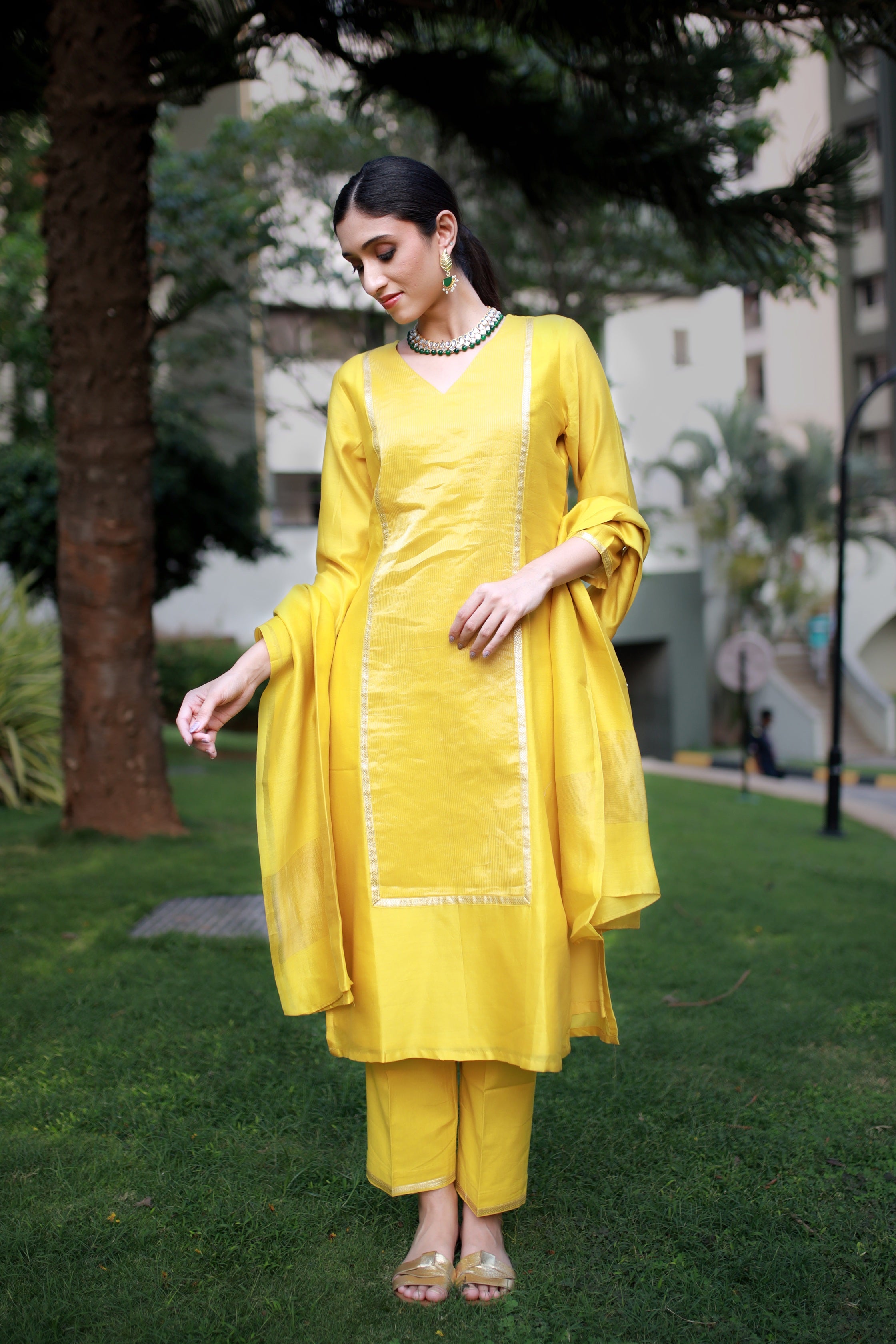 Heritage Glow Golden Yellow Silk Kurta