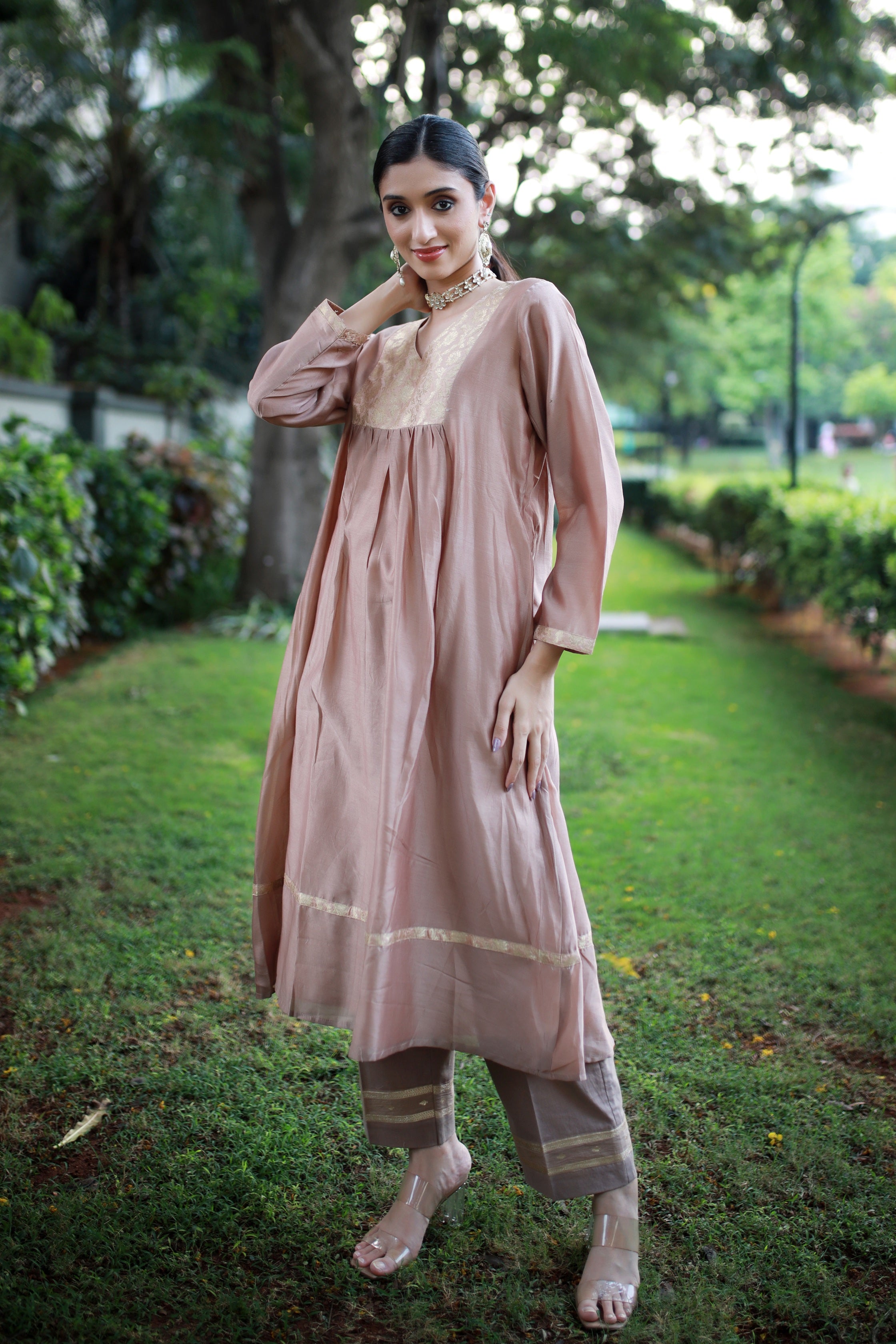 Heritage Glow Golden Biscuit Silk Kurta