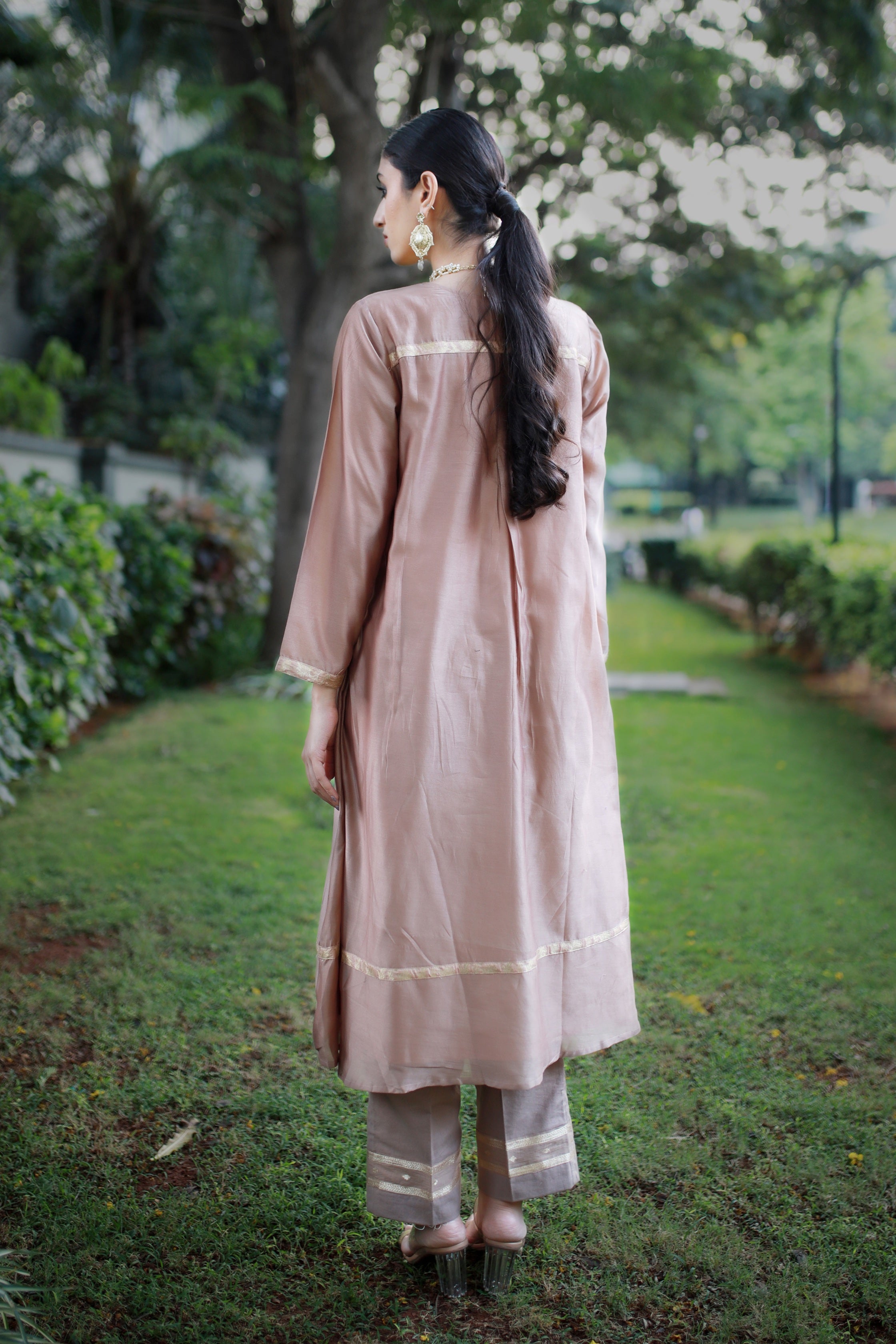 Heritage Glow Golden Biscuit Silk Kurta