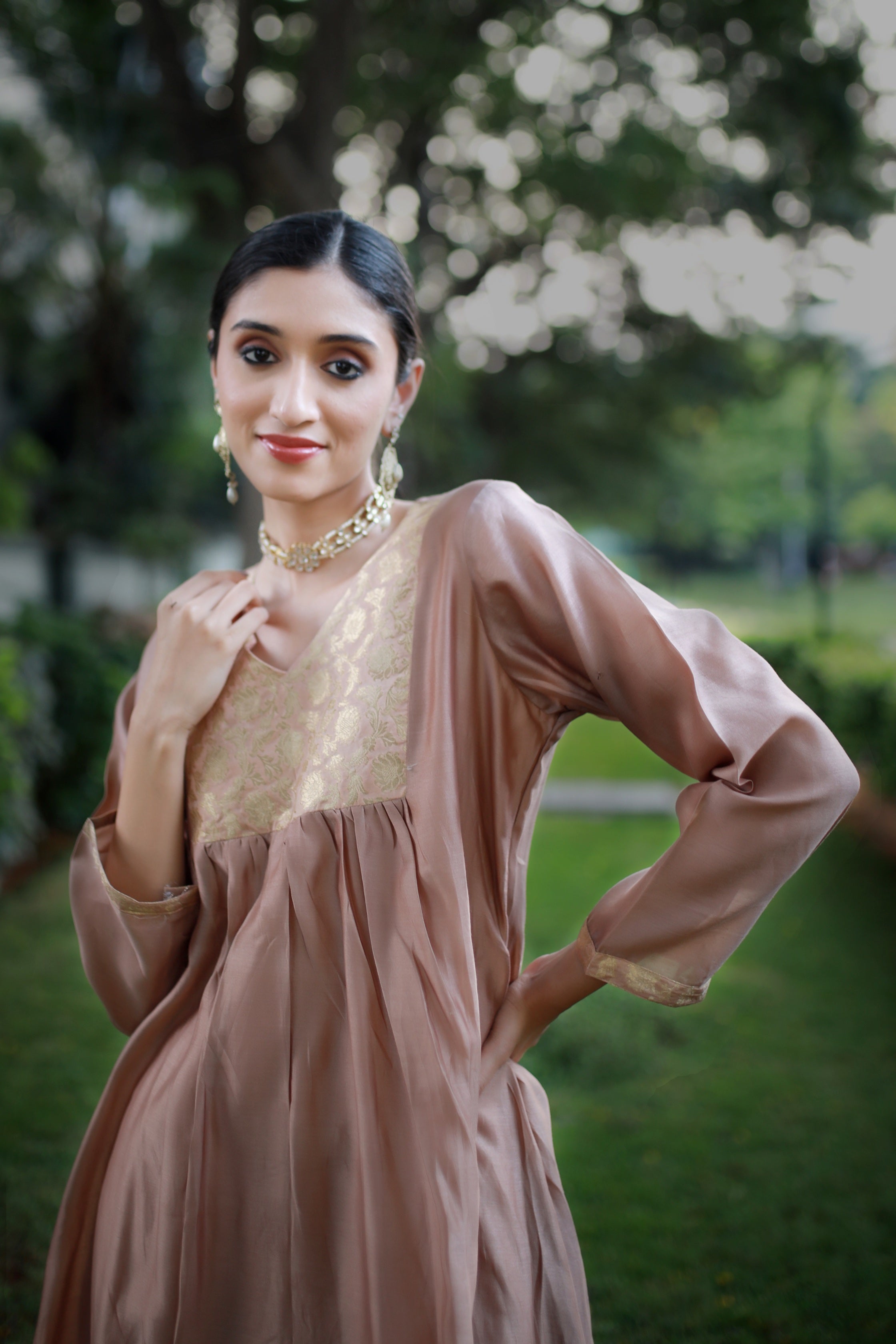 Heritage Glow Golden Biscuit Silk Kurta