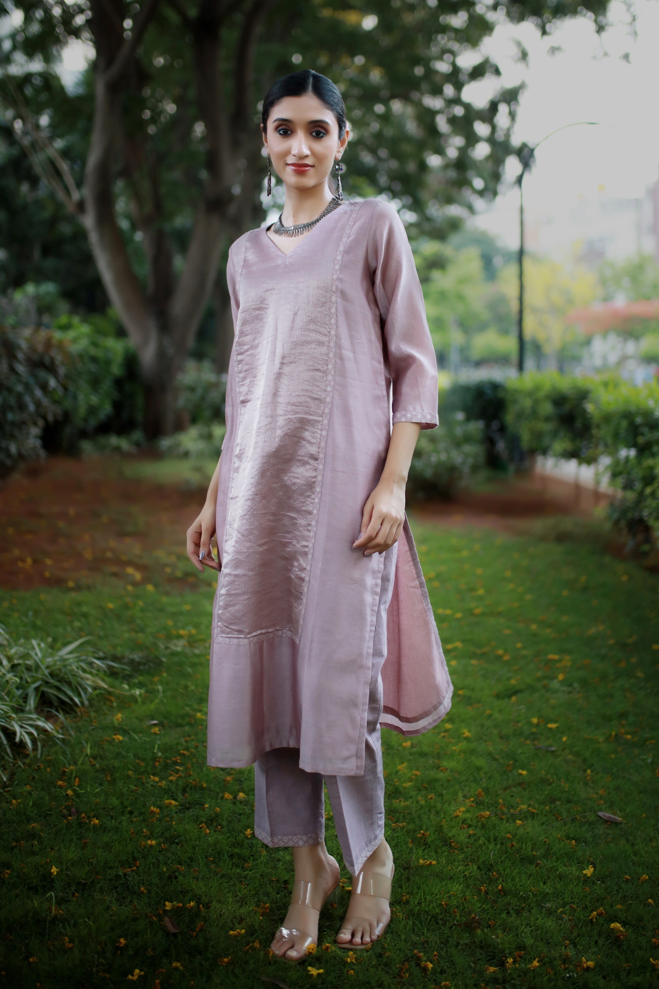 Heritage Glow Lilac Silk Kurta