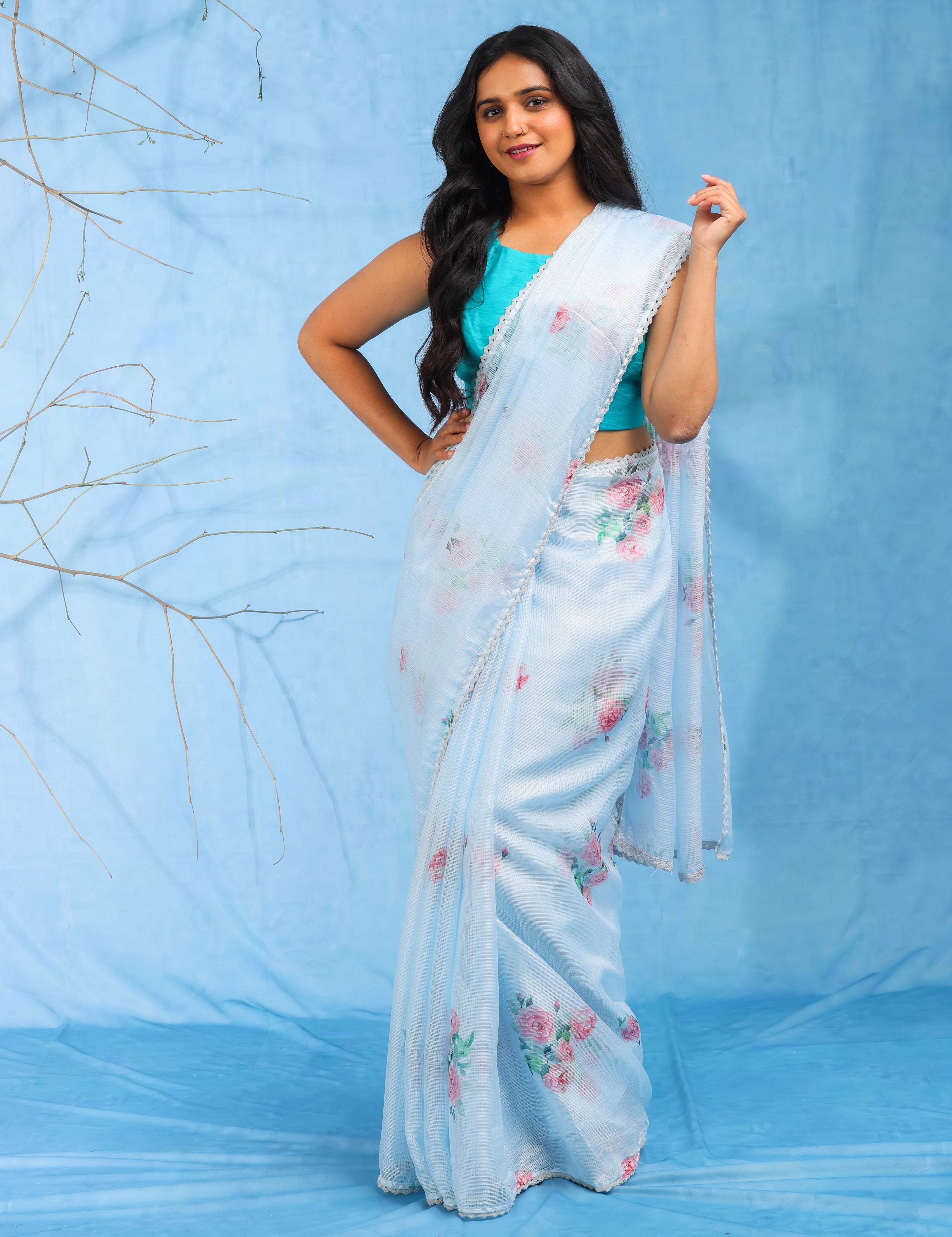 Noor - Cloud Blue Kota Saree