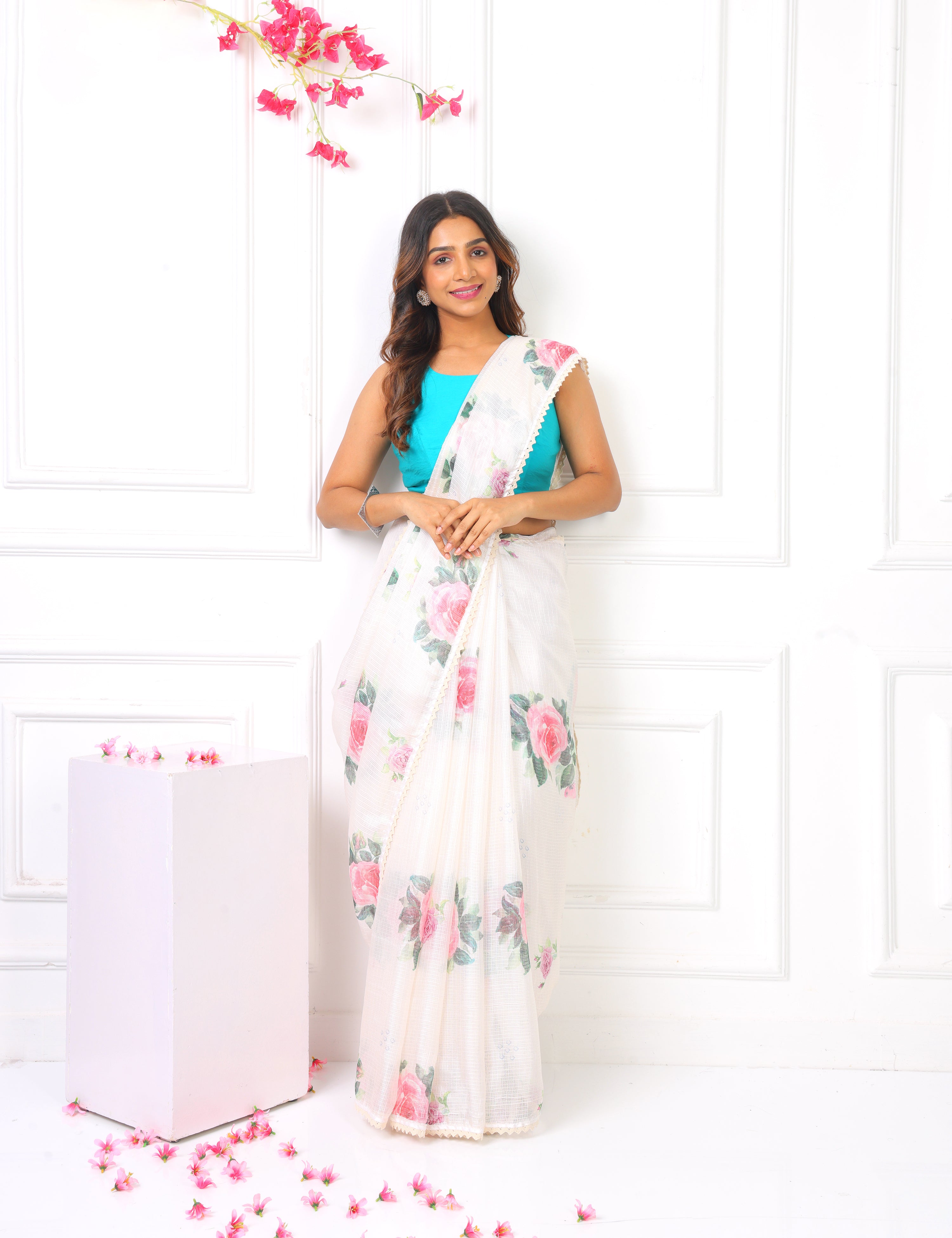 Noor - Egg Shell Cream Kota Saree