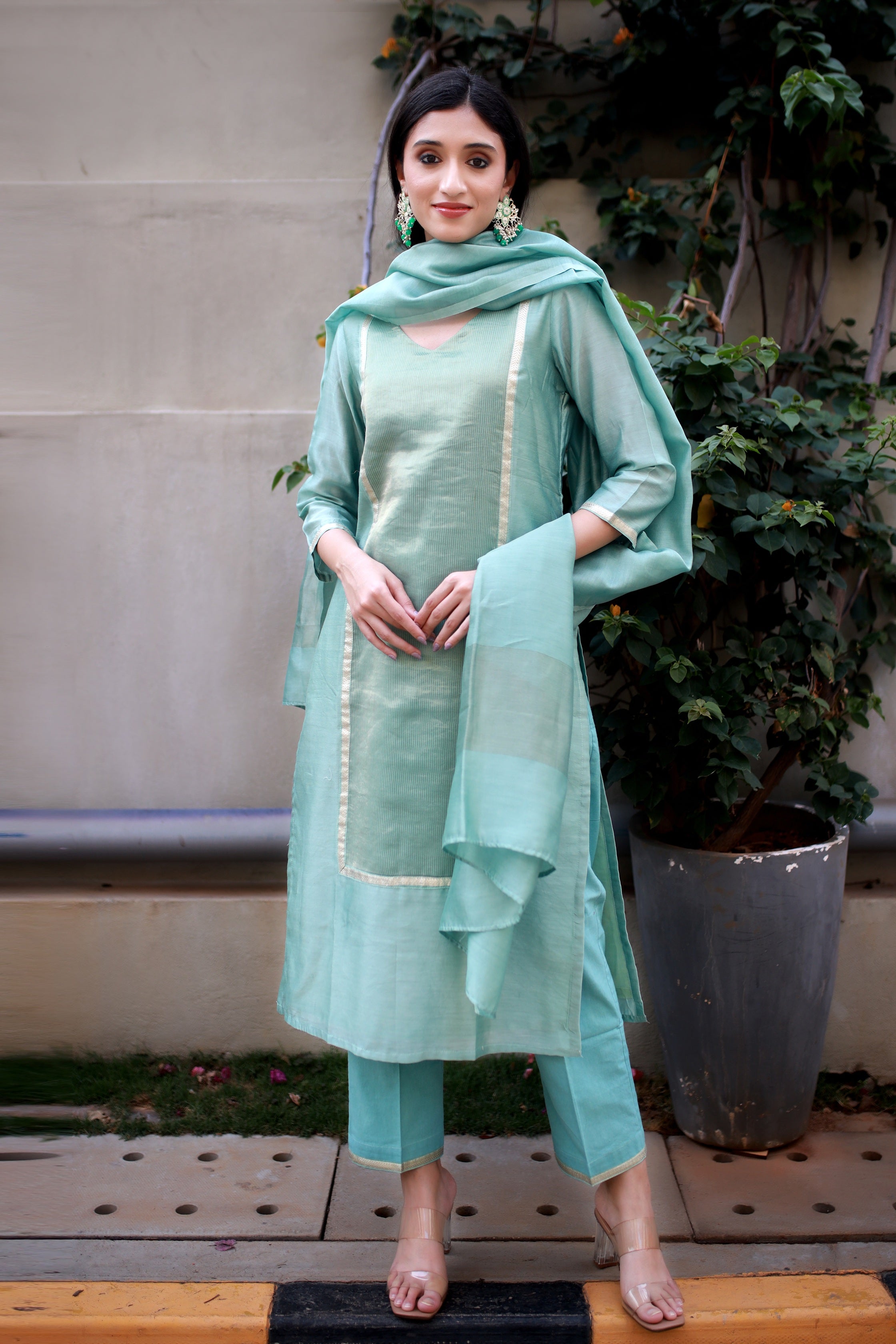 Heritage Glow Turquoise Silk Kurta