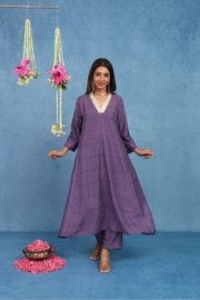 Malhaar Purple Bhandini Cotton Kurta And Bottom
