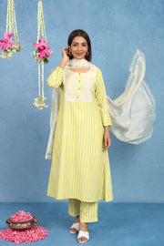 Malhaar Yellow Cotton Kurta And Bottom