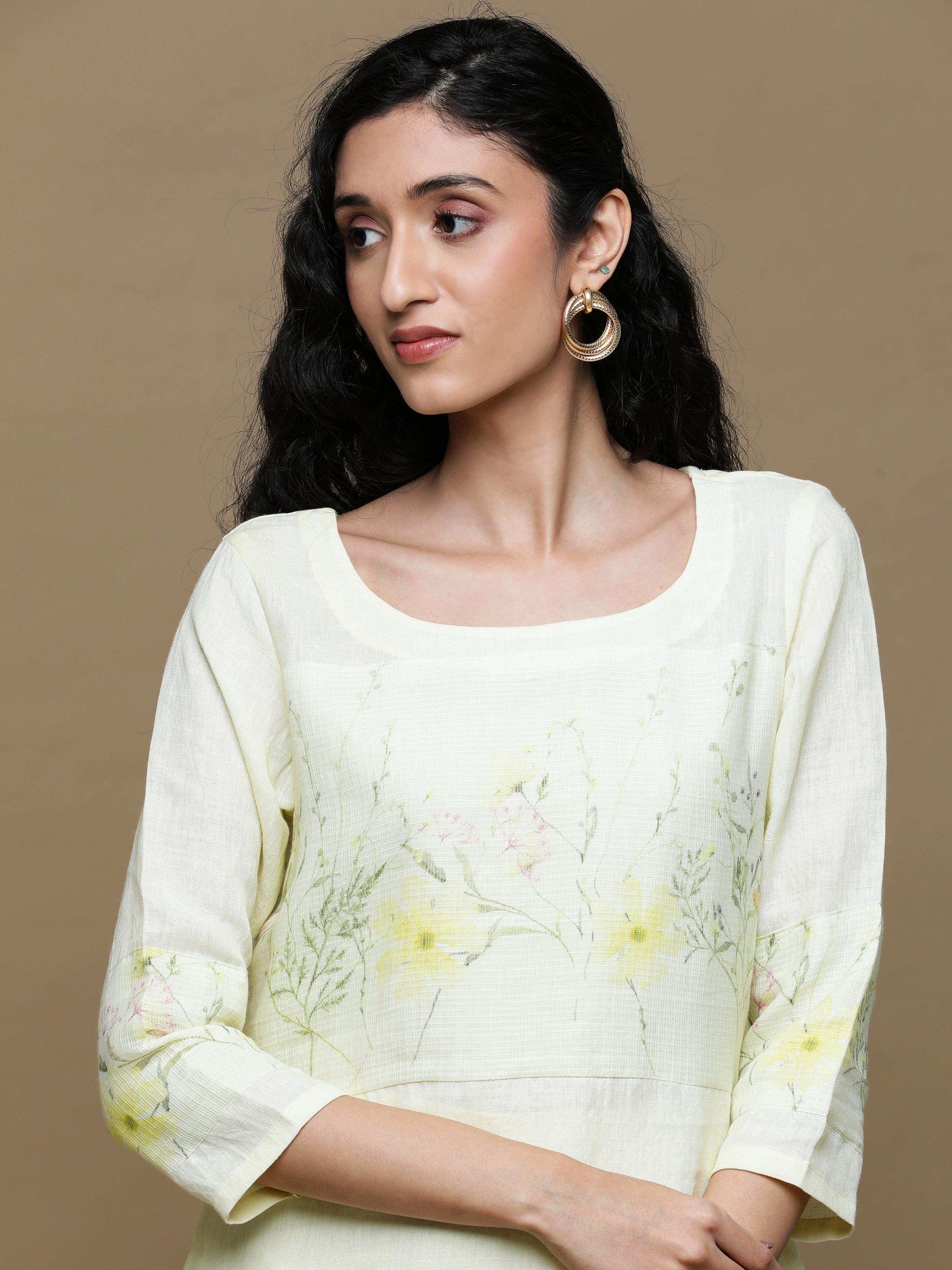 Heritage Glow Butter Yellow Linen Kurta And Bottom
