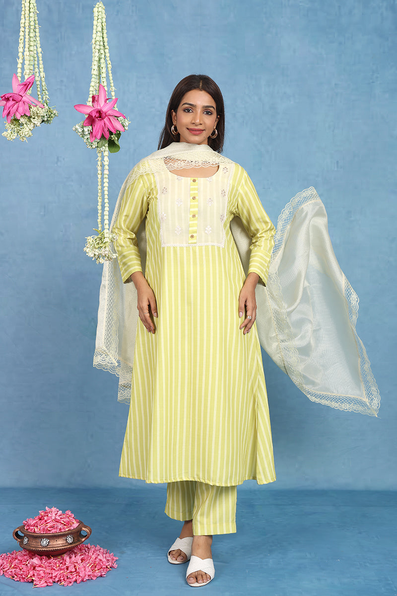 Malhaar Yellow Cotton Kurta And Bottom