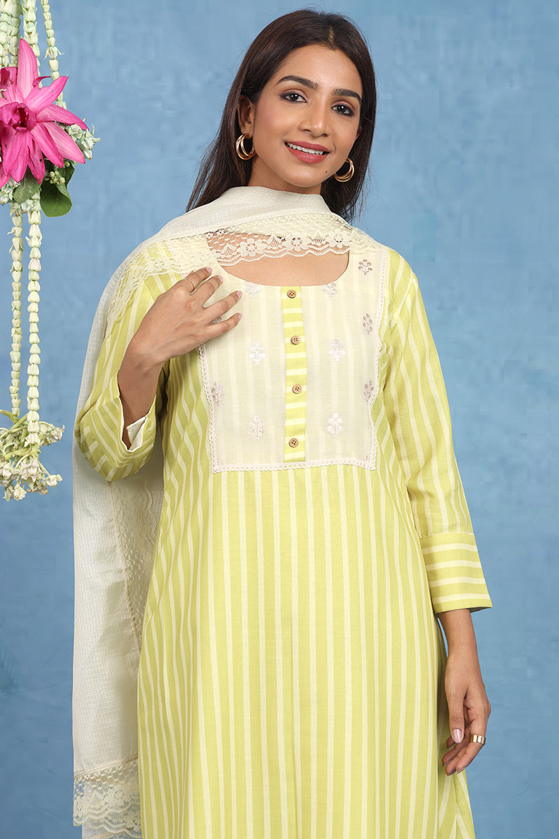 Malhaar Yellow Cotton Kurta And Bottom
