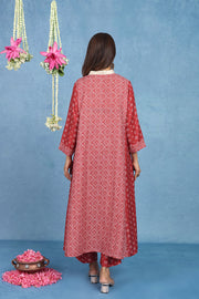 Malhaar Red Bhandini Cotton Kurta