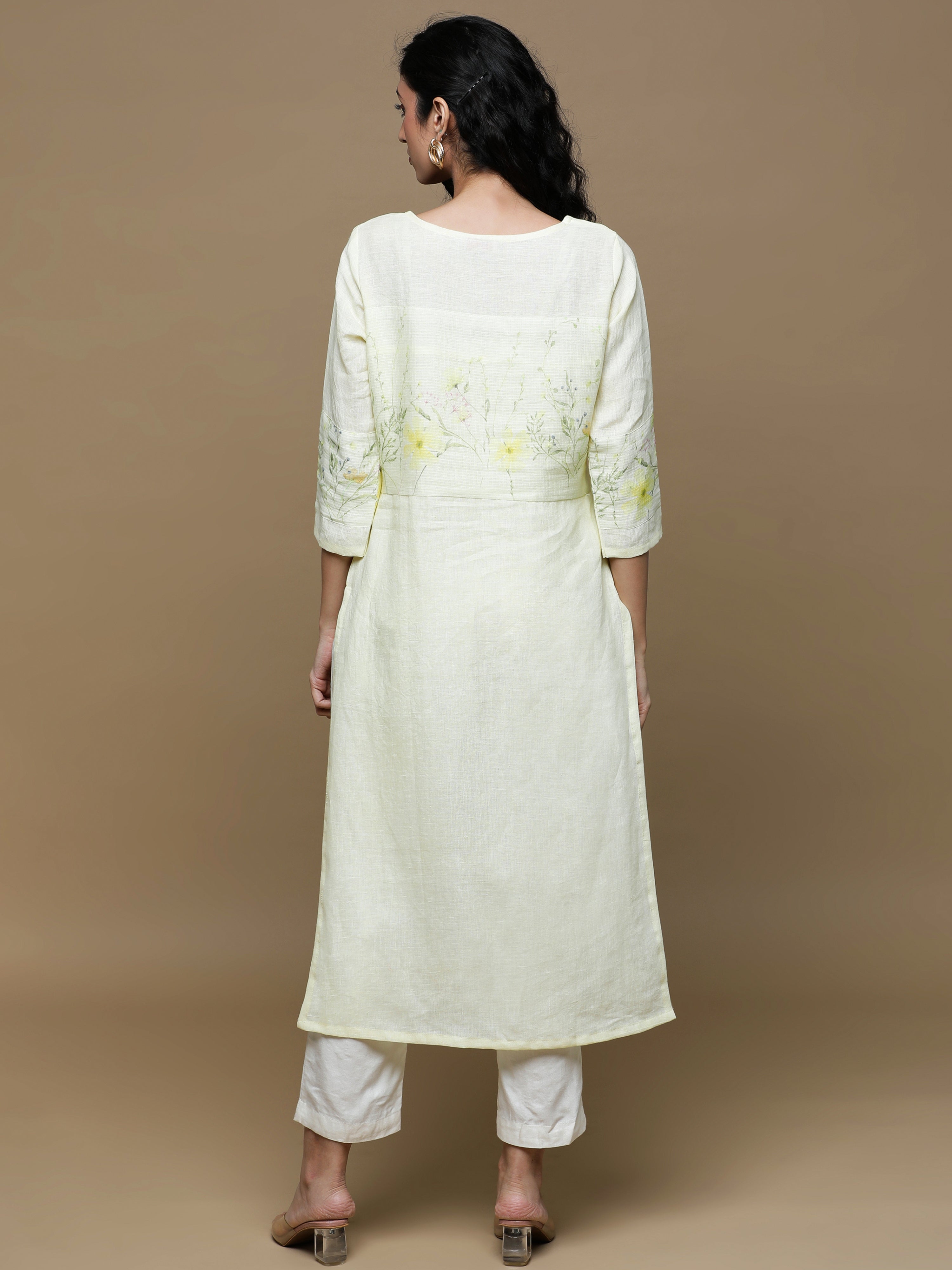 Heritage Glow Butter Yellow Linen Kurta And Bottom