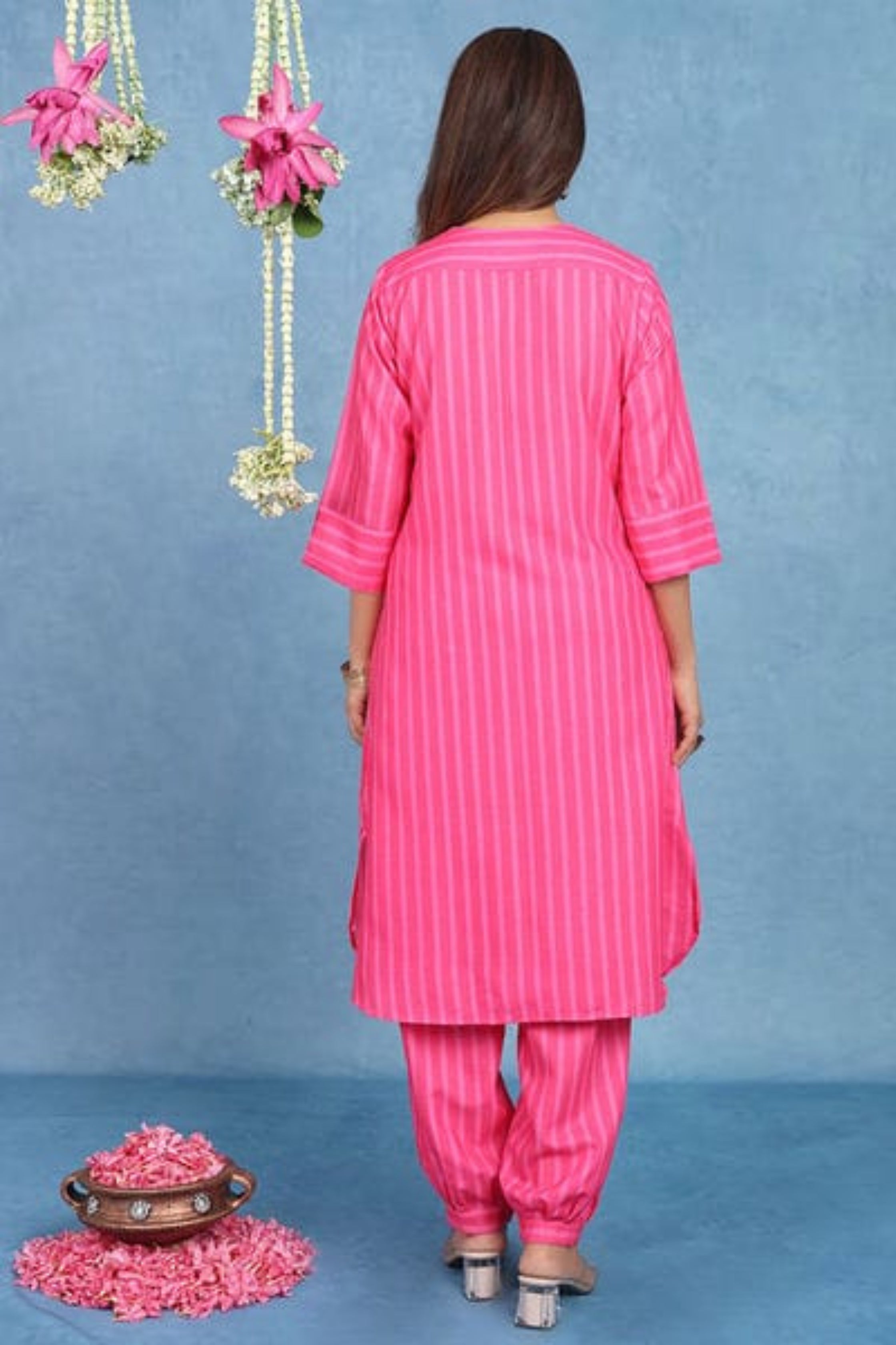 Malhaar Pink Cotton Kurta And Bottom