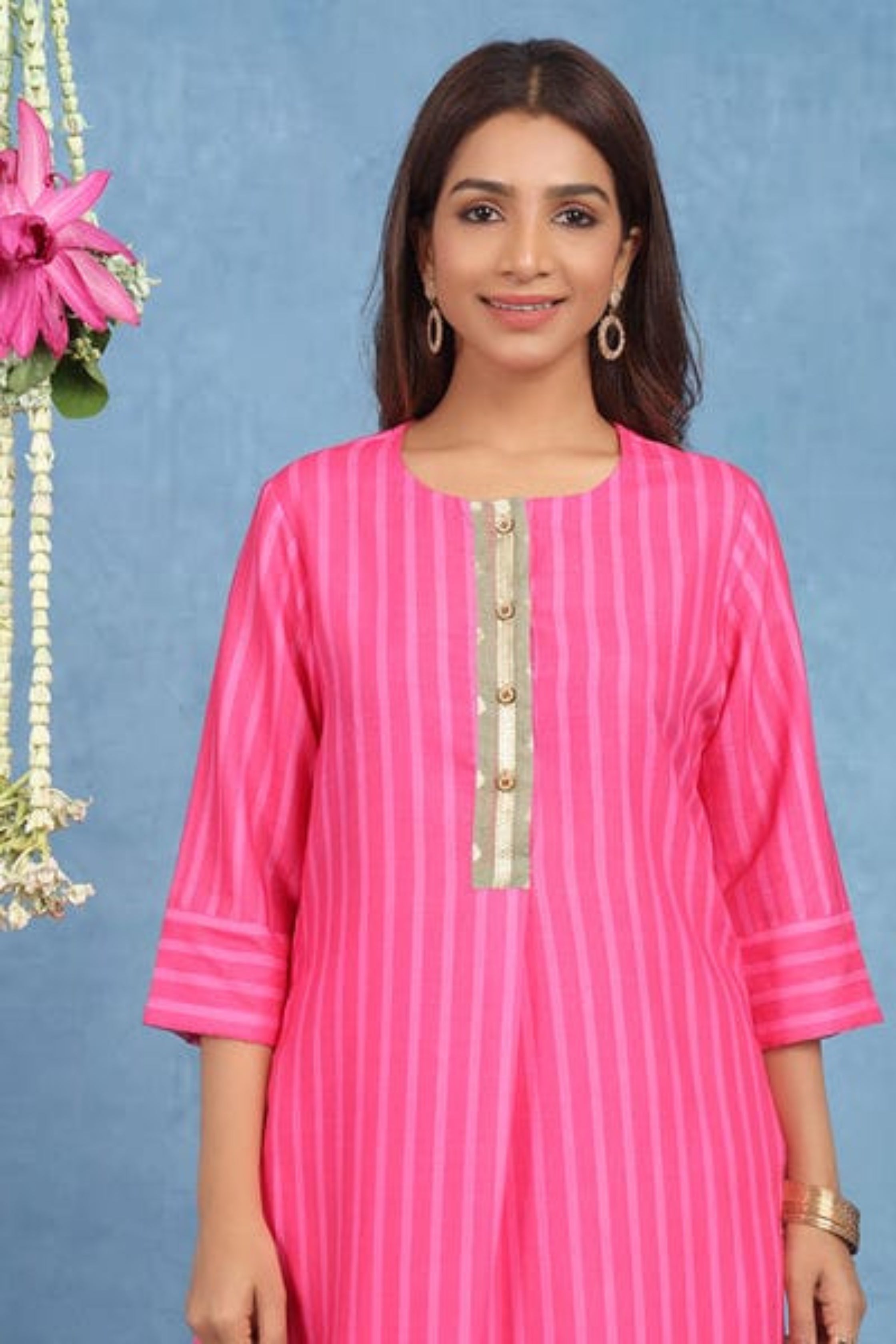 Malhaar Pink Cotton Kurta And Bottom