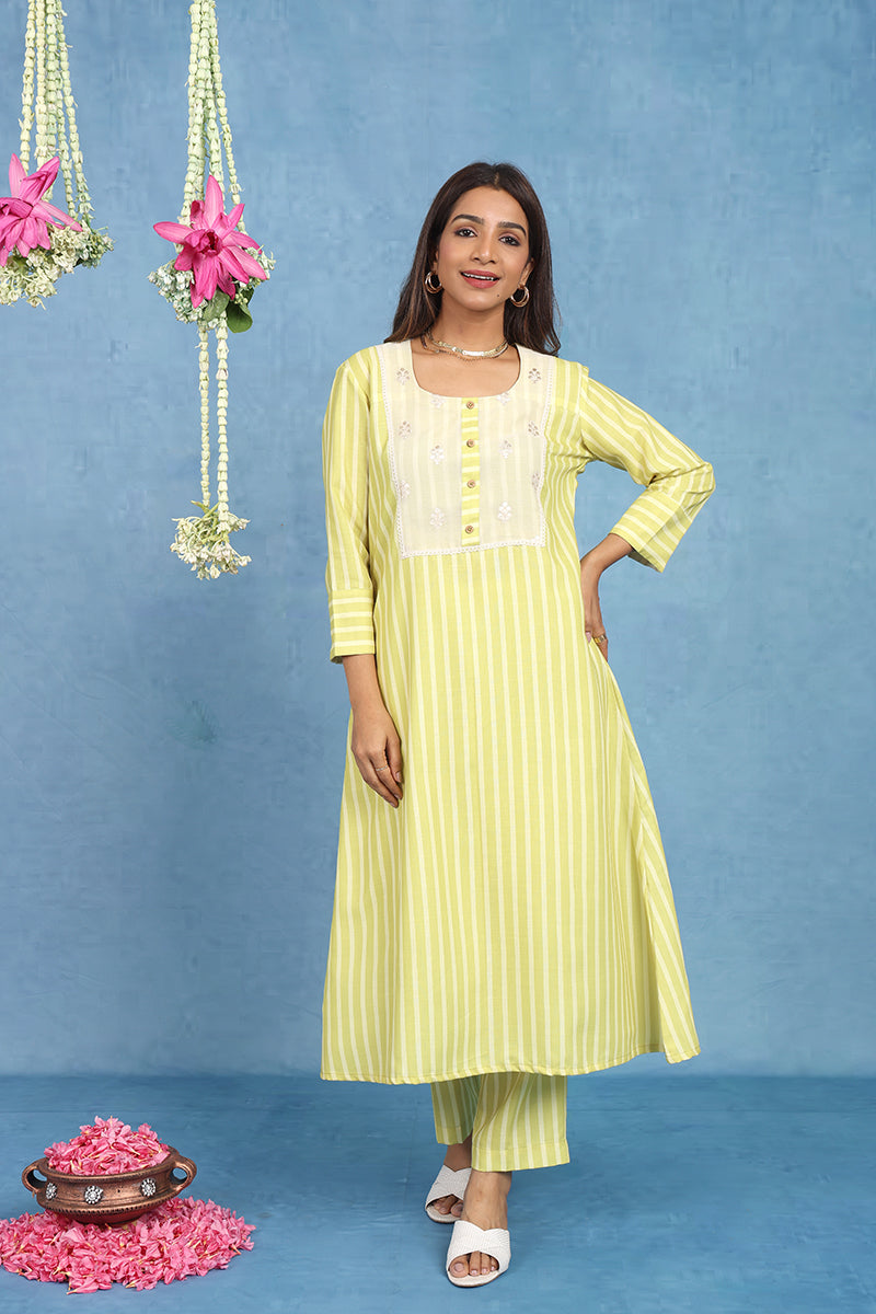 Malhaar Yellow Cotton Kurta