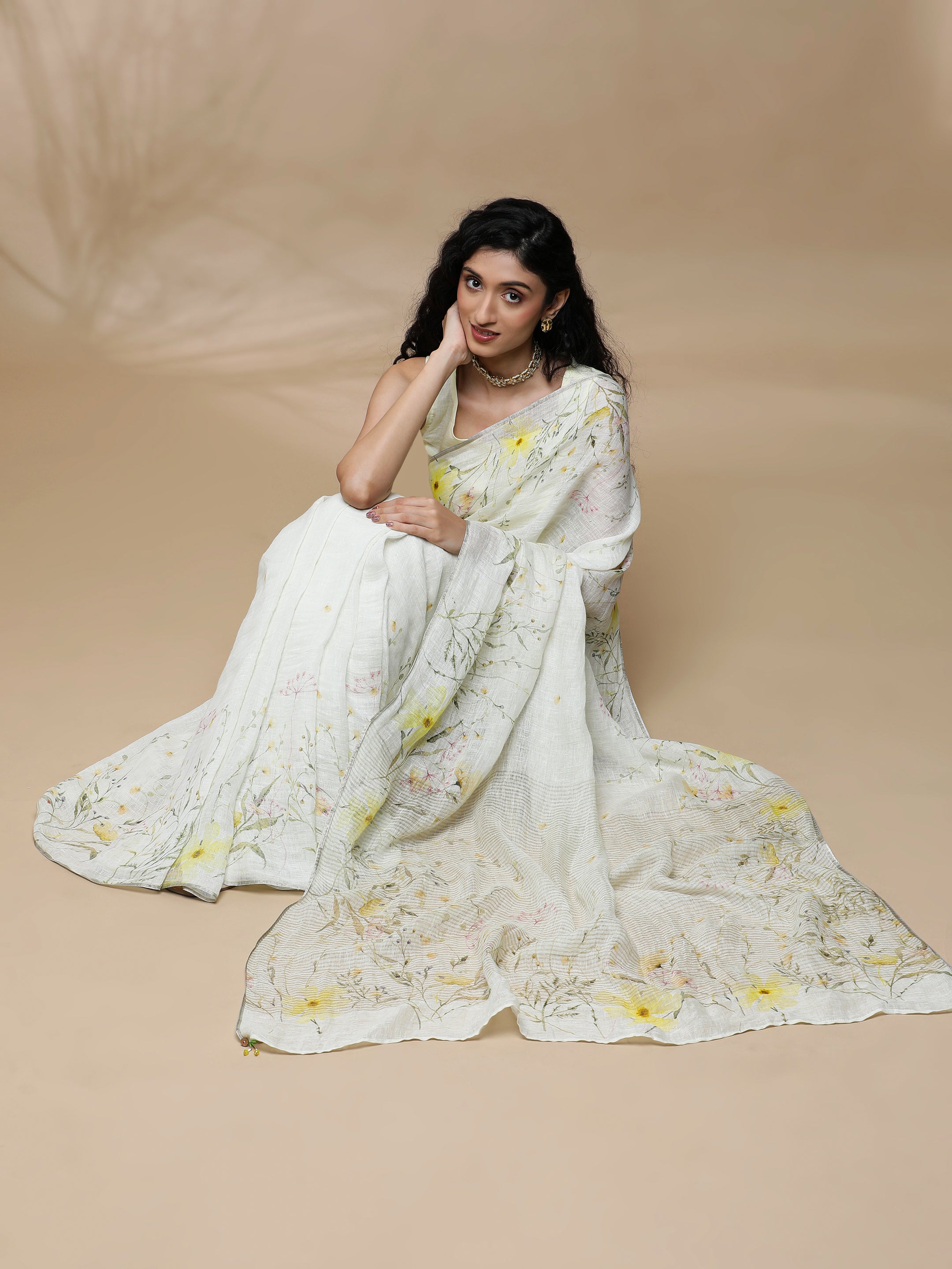 Noor - Blush Cronicle Linen Saree